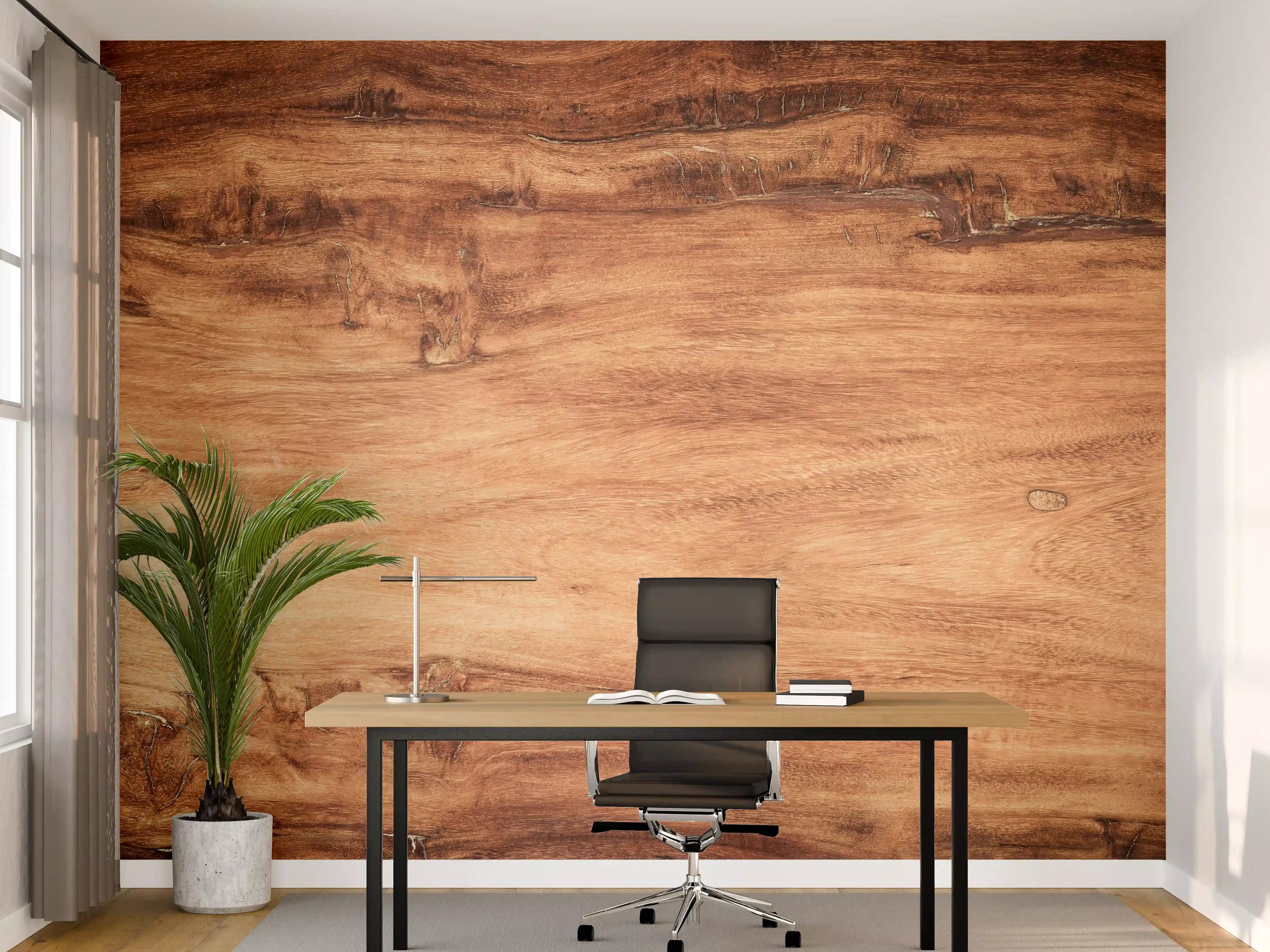 Büro Wandgestaltung -  Teakholz mit natürlichem Muster