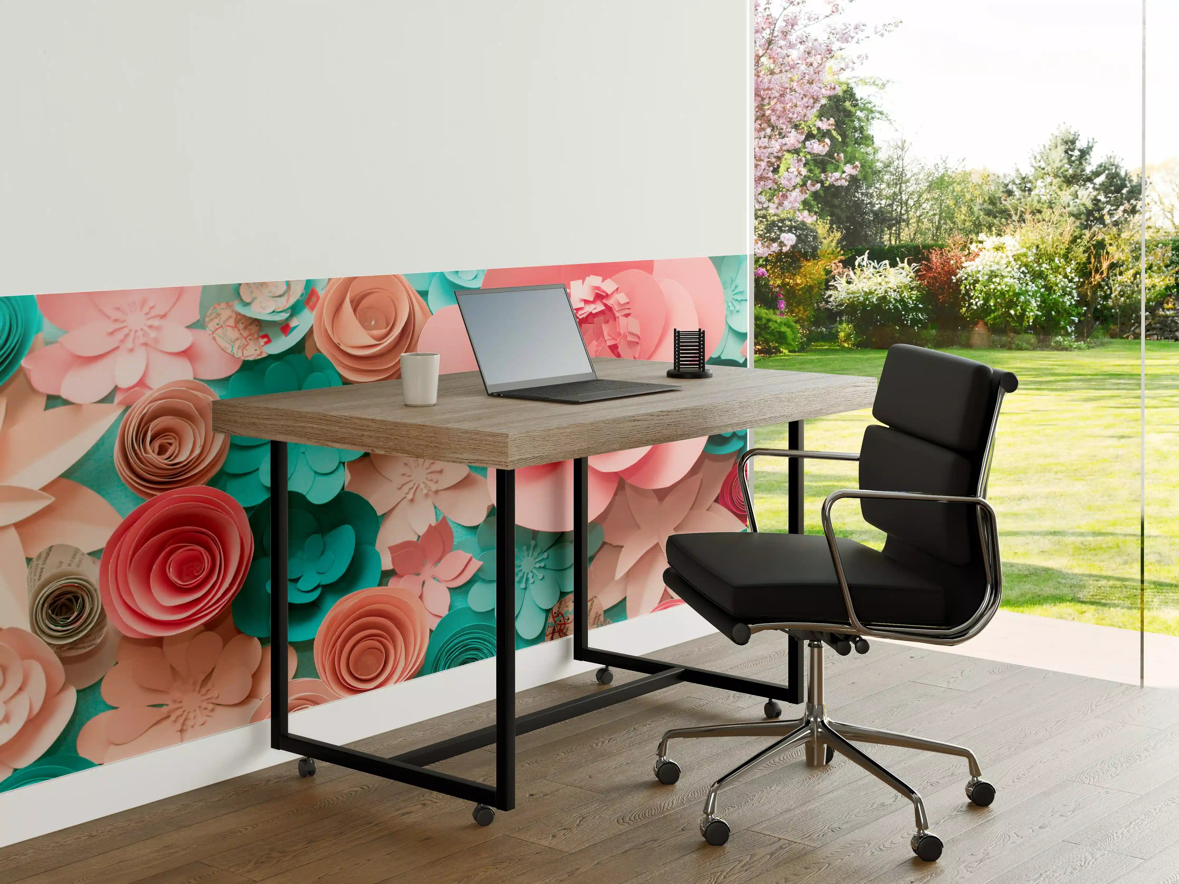 Büro Wandgestaltung -  bunte Papier Blumen Komposition