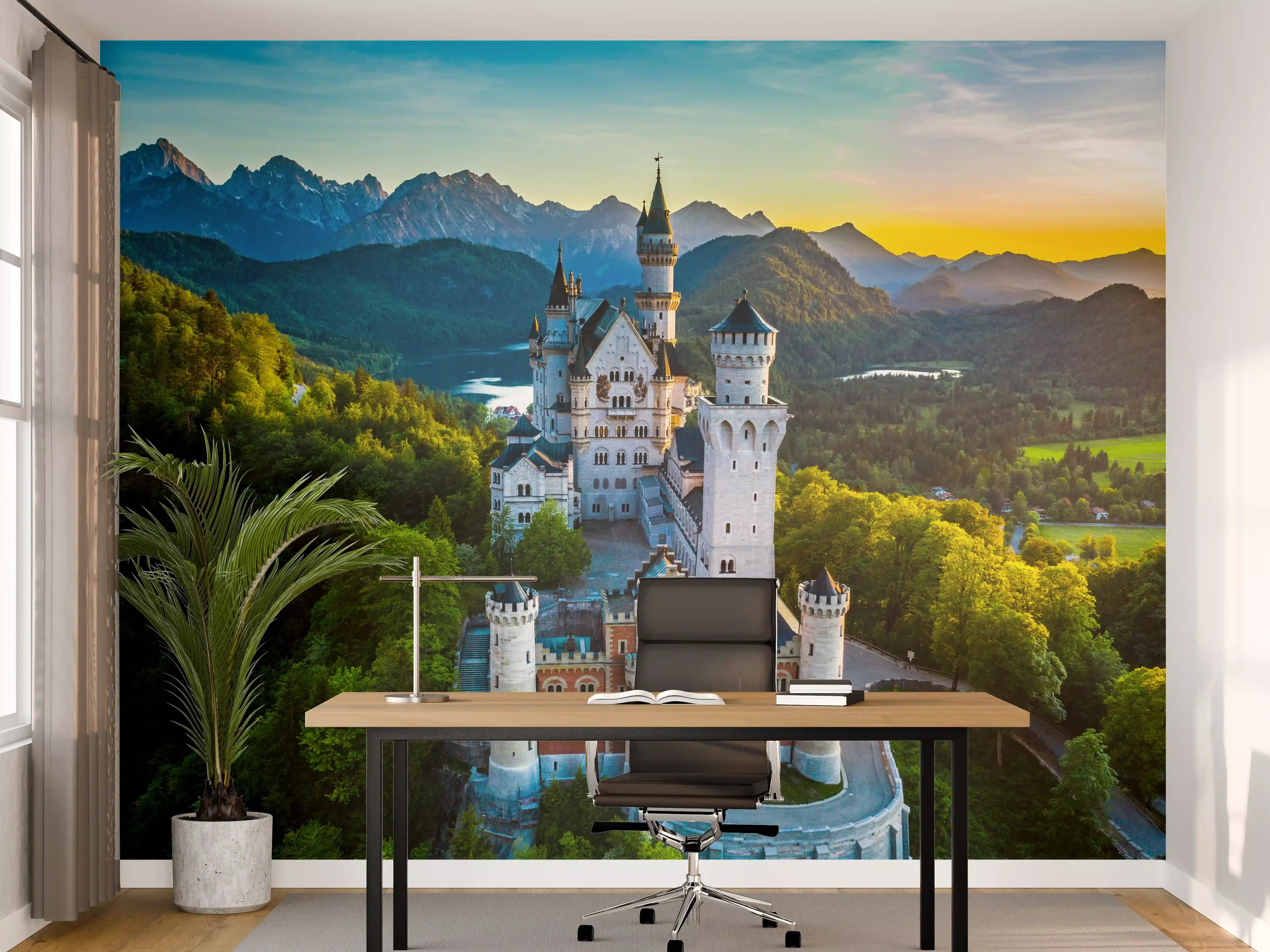 Büro Wandgestaltung -  glanzvolles Märchenschloss Neuschwanstein