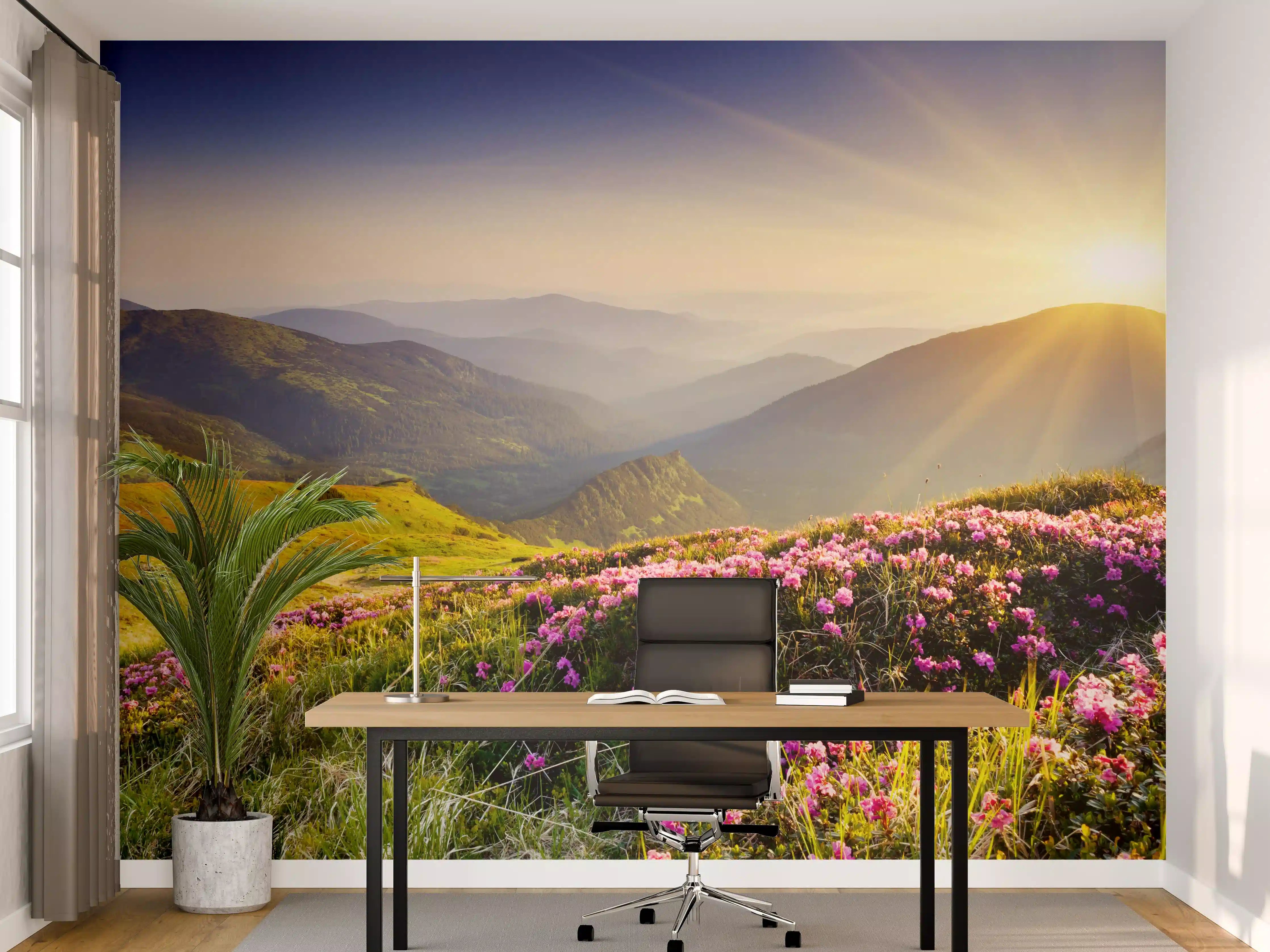 Büro Wandgestaltung -  ruhige Berglandschaft in der Schweiz
