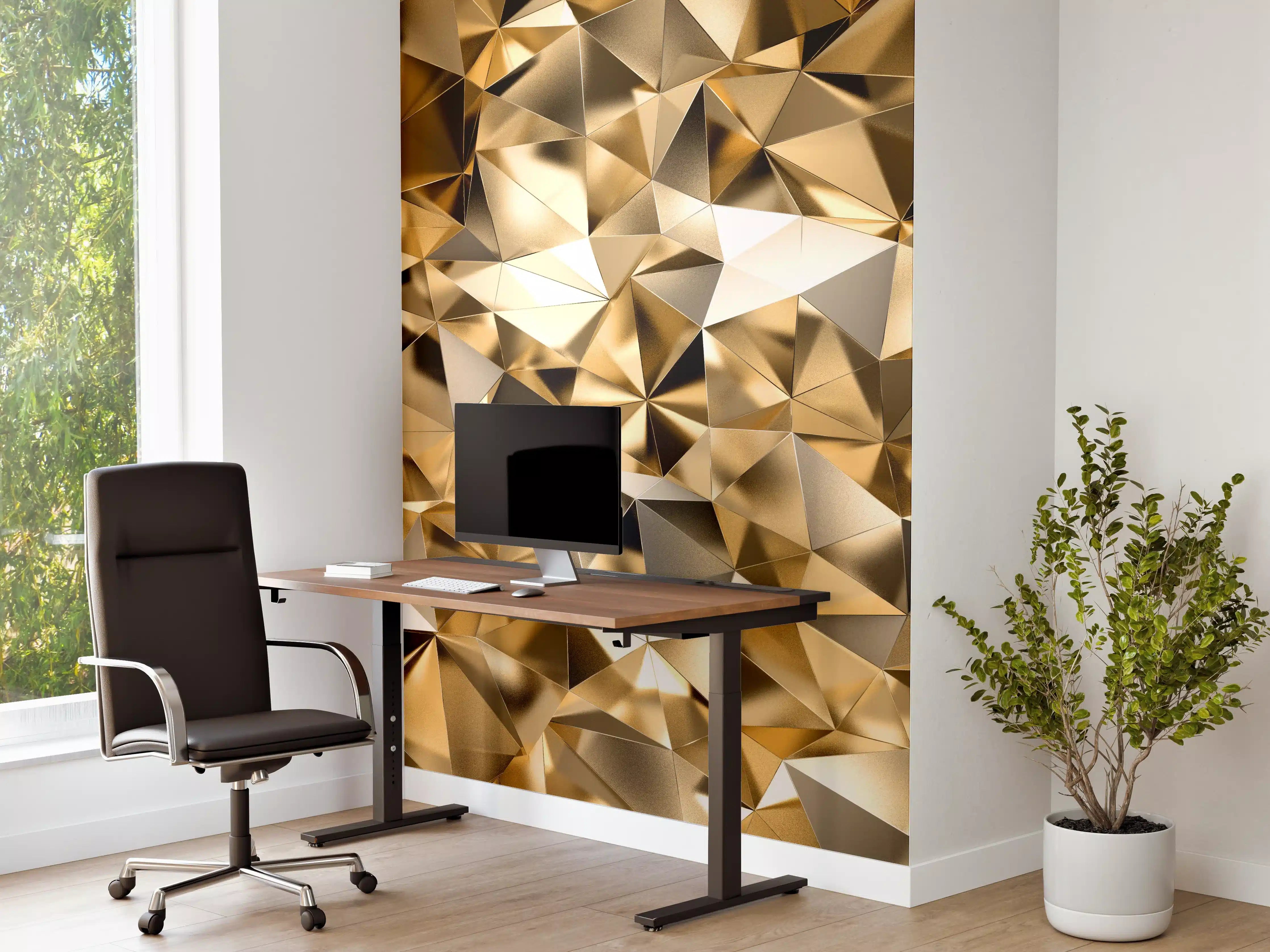 Büro Wandgestaltung - 3D Goldenes Kristall Design