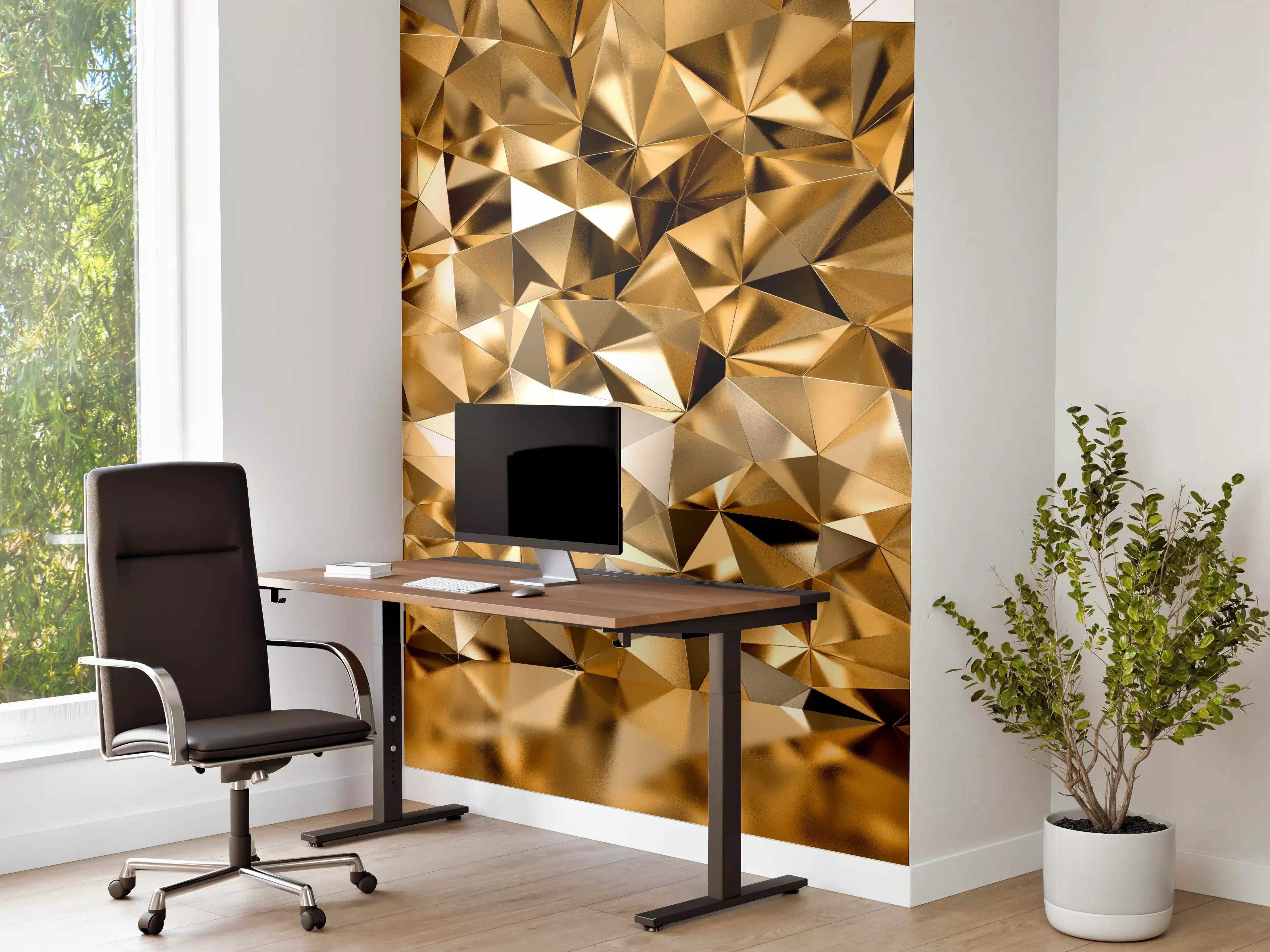 Büro Wandgestaltung - 3D Illustration - Goldenes Design