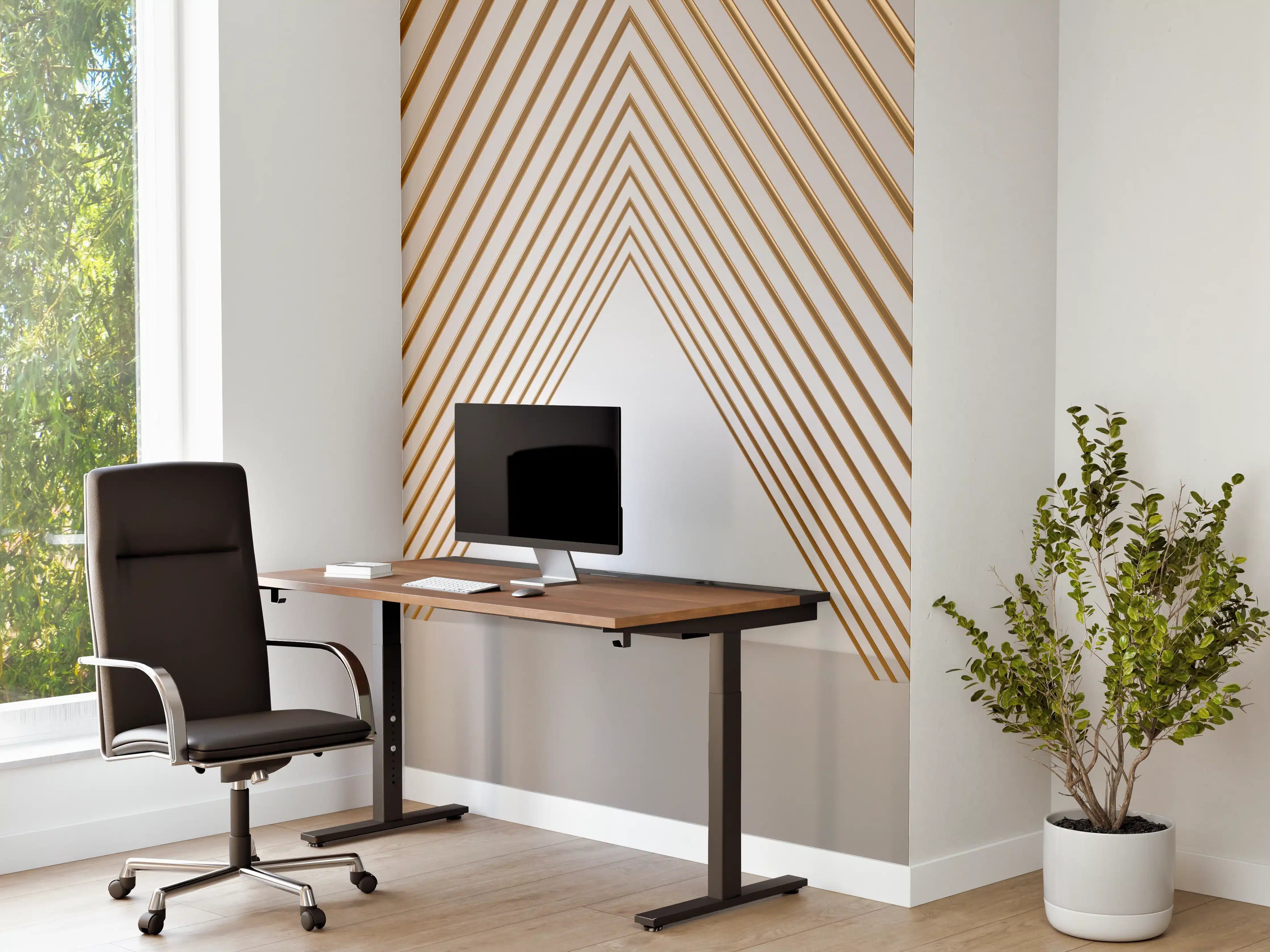 Büro Wandgestaltung - 3D-Tunnel aus goldenen stützen