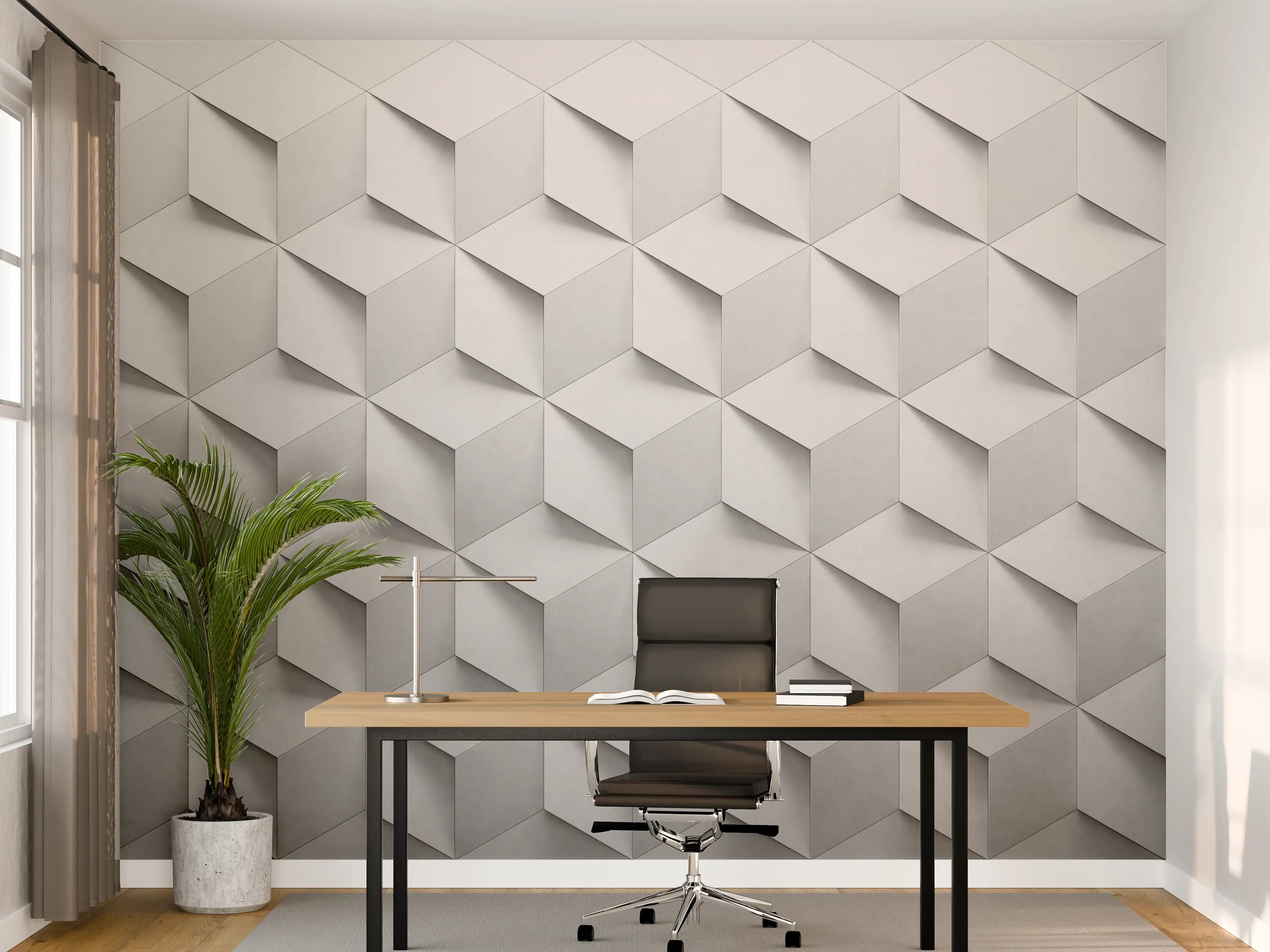Büro Wandgestaltung - 3D-Weiß-Grau-Wandtextur