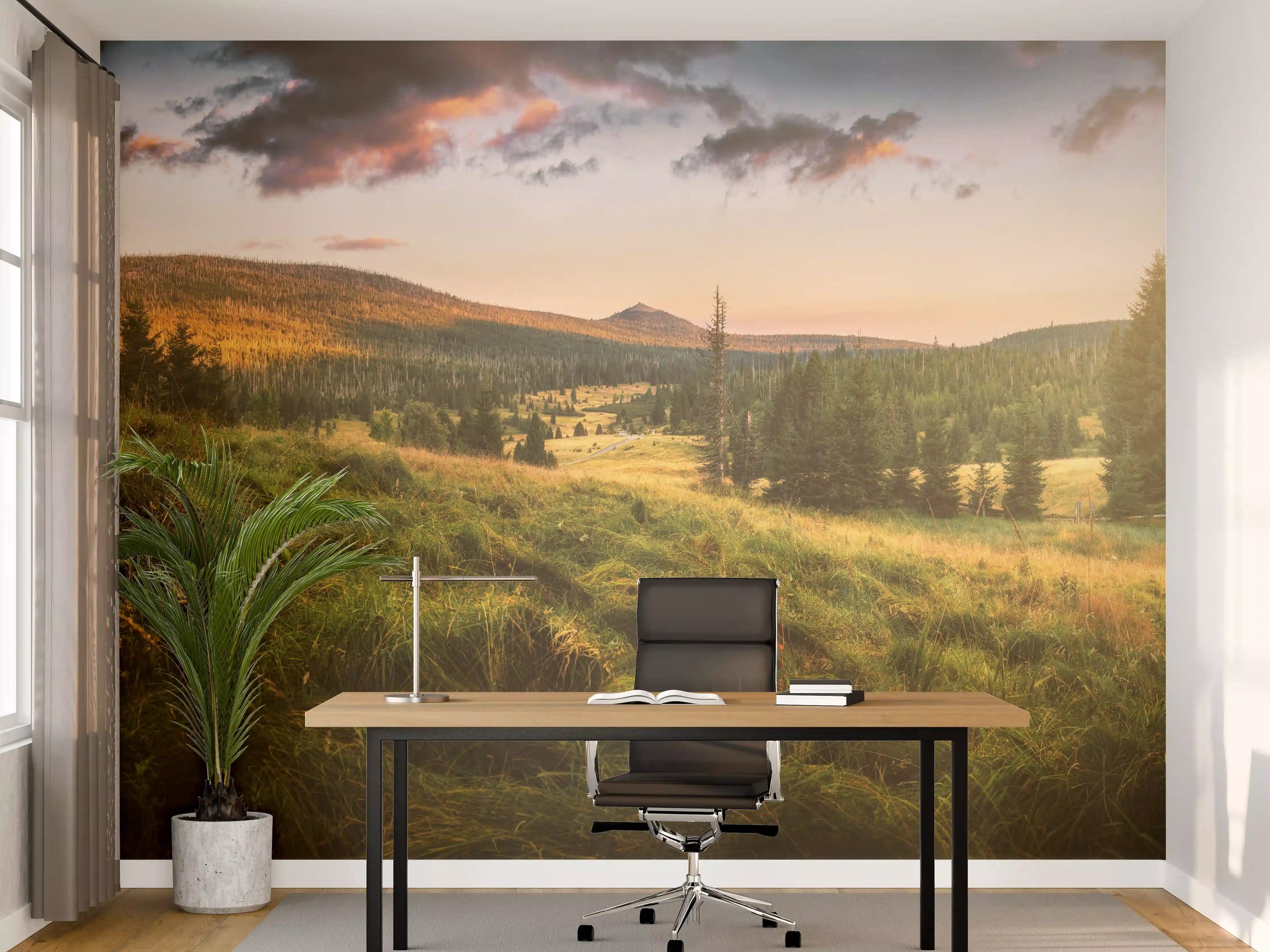 Büro Wandgestaltung - Abendlicher Berg Luzný - Tschechien