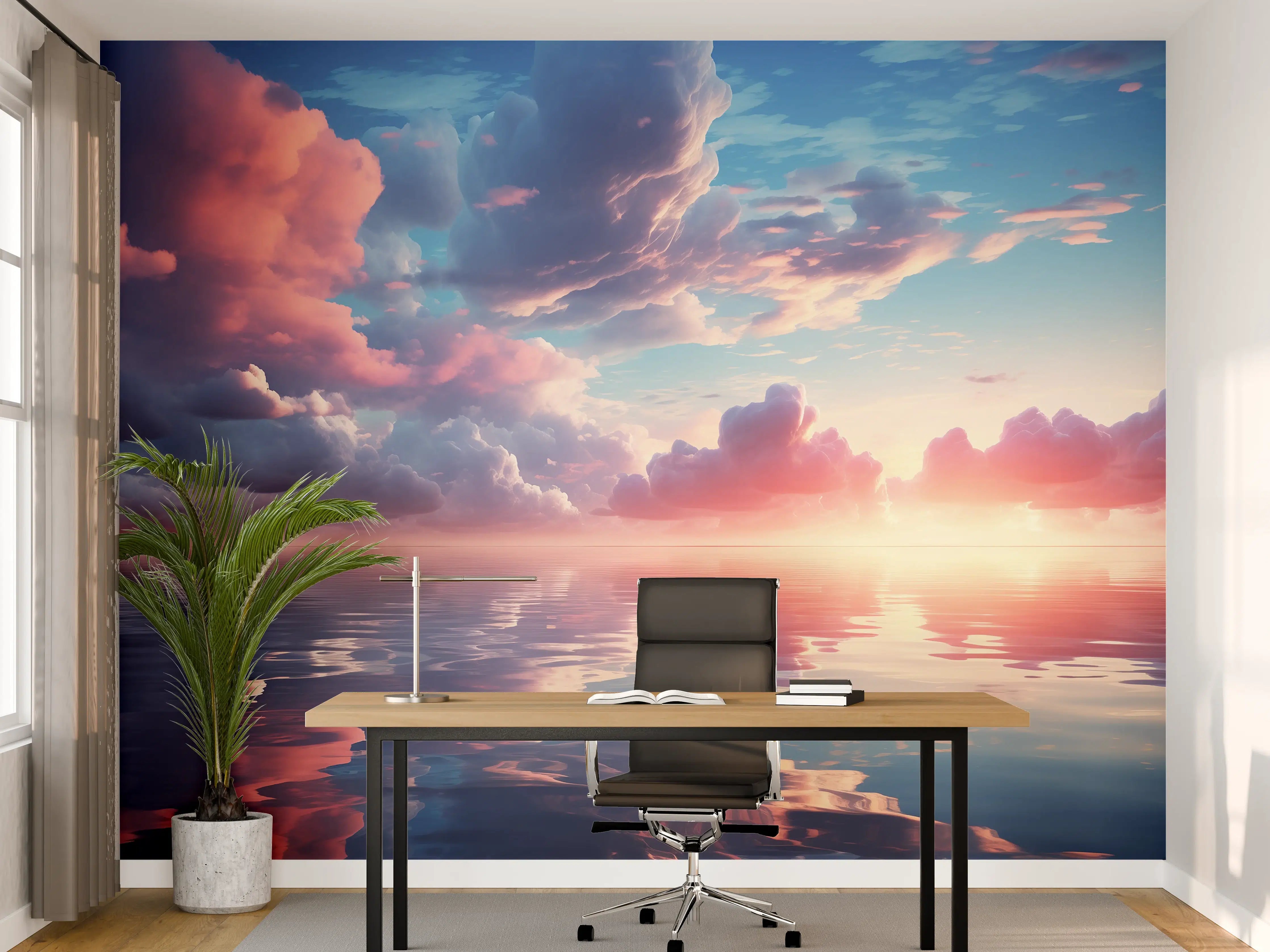 Büro Wandgestaltung - Abendrot über stillen Wellen