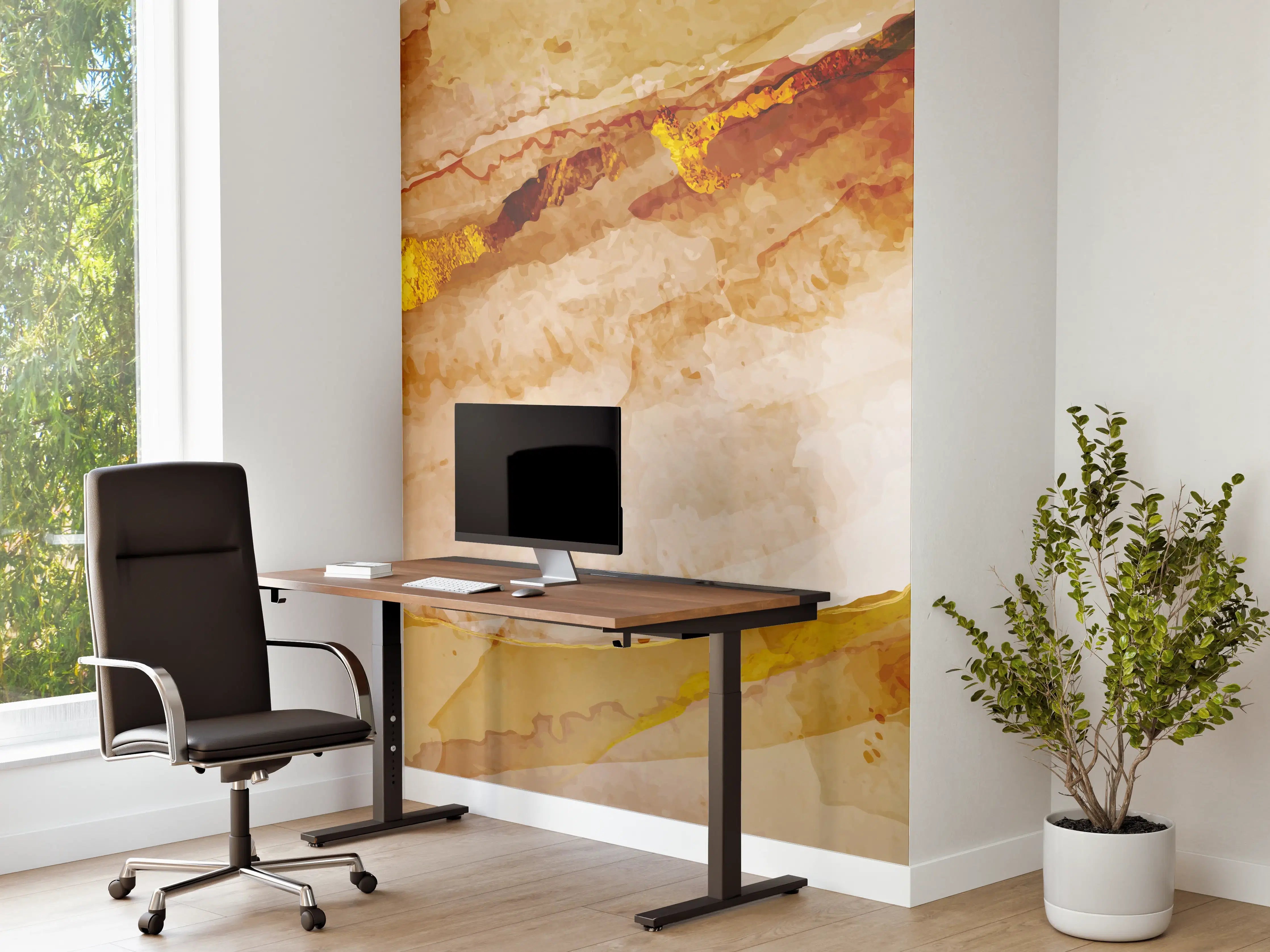 Büro Wandgestaltung - Abstrakte Aquarell Gold-Nuancen