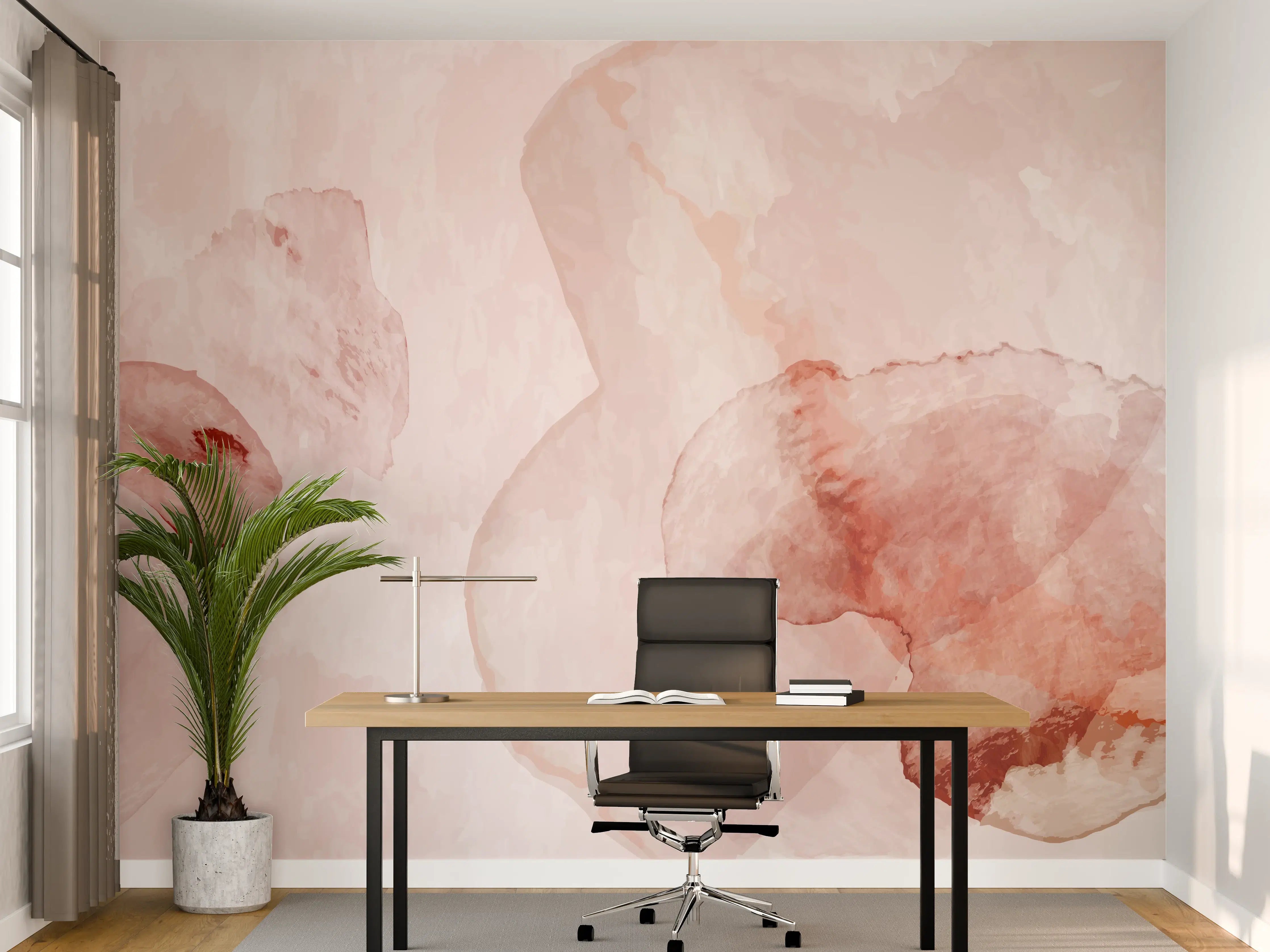 Büro Wandgestaltung - Abstrakte Aquarell Rosa Töne