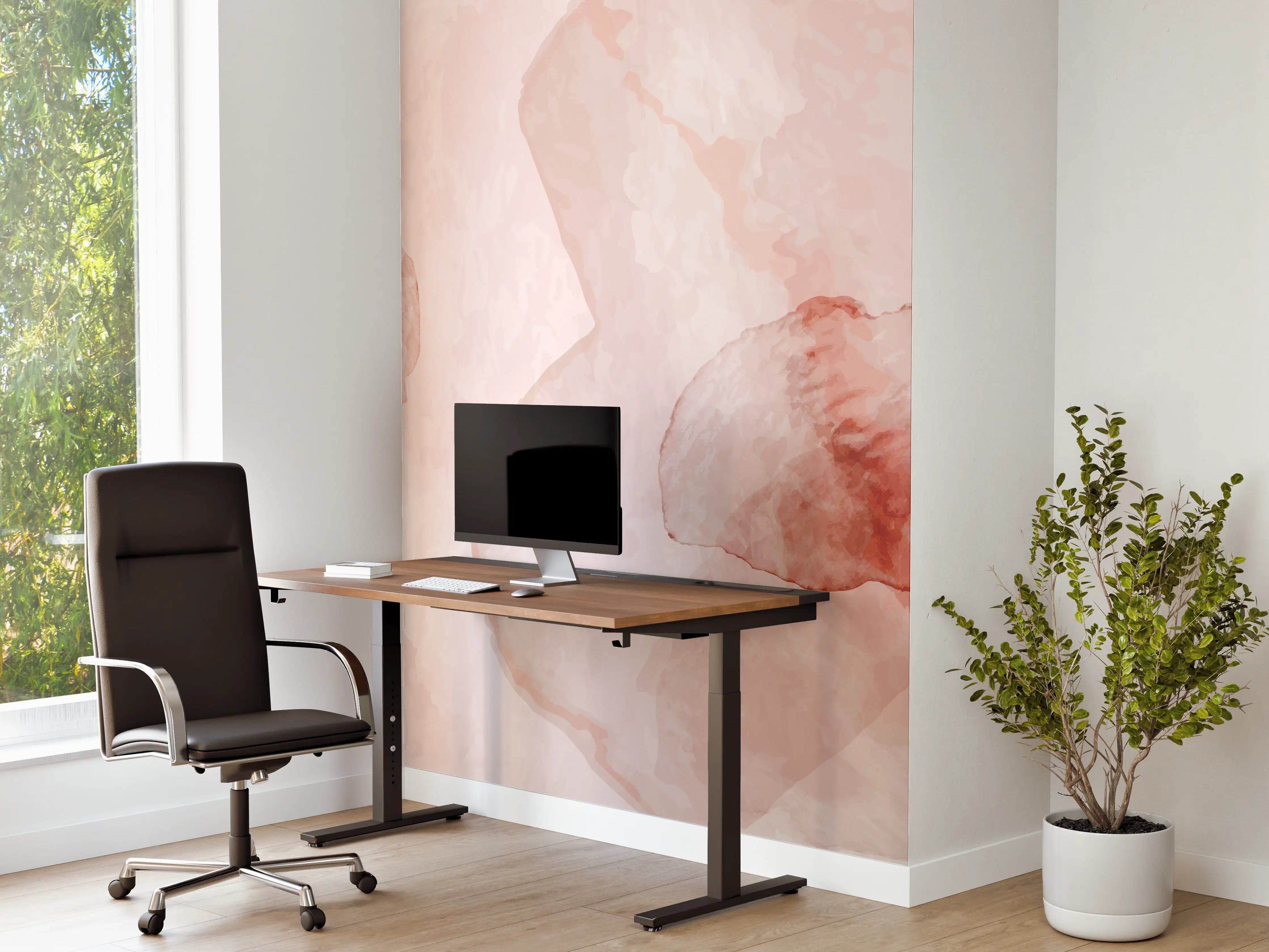 Büro Wandgestaltung - Abstrakte Aquarell Rosa Töne