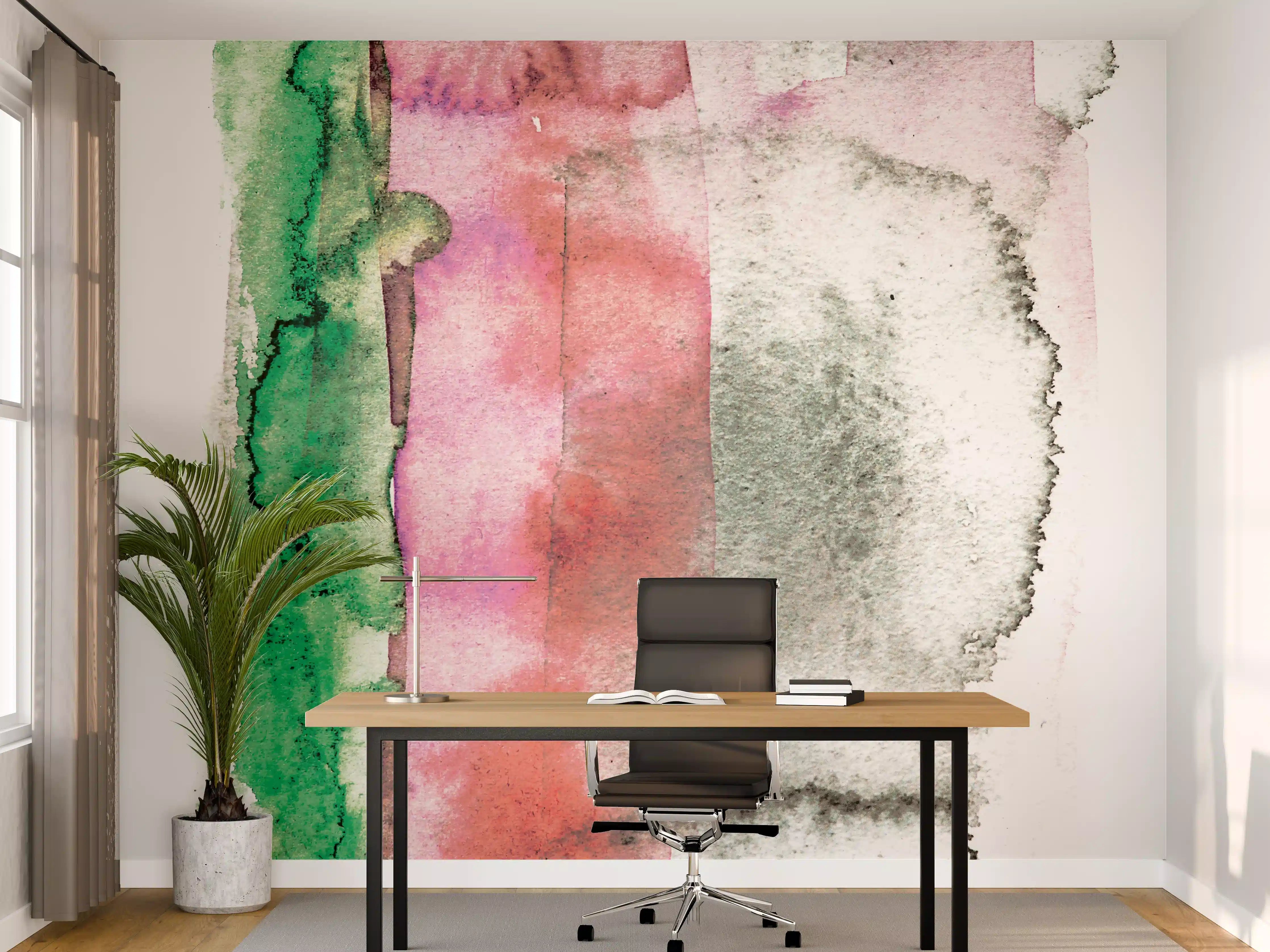 Büro Wandgestaltung - Abstrakte Aquarellfarben-Komposition