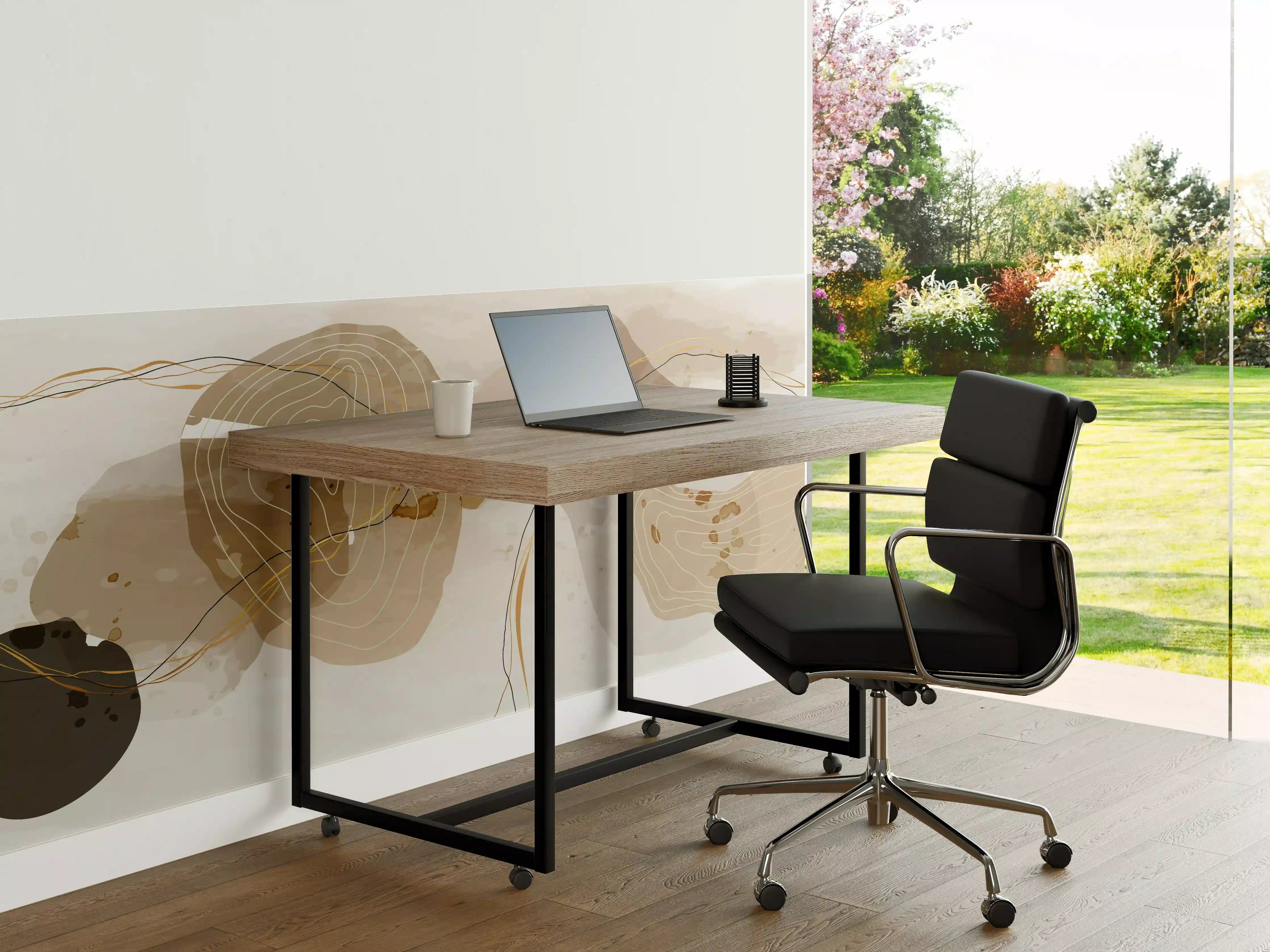 Büro Wandgestaltung - Abstrakte Beige-Braune Linienkunst