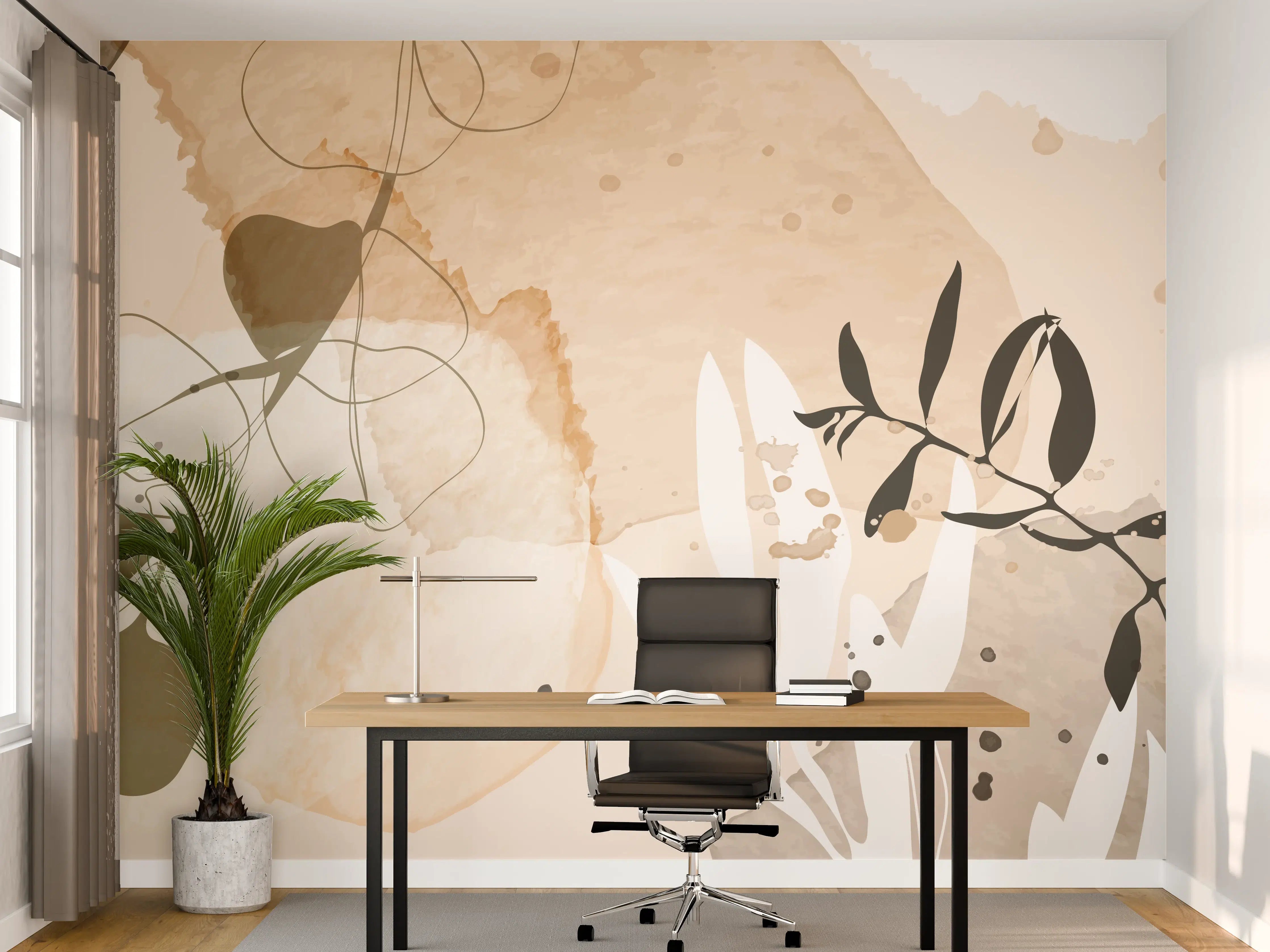 Büro Wandgestaltung - Abstrakte Beige-Töne Kunst