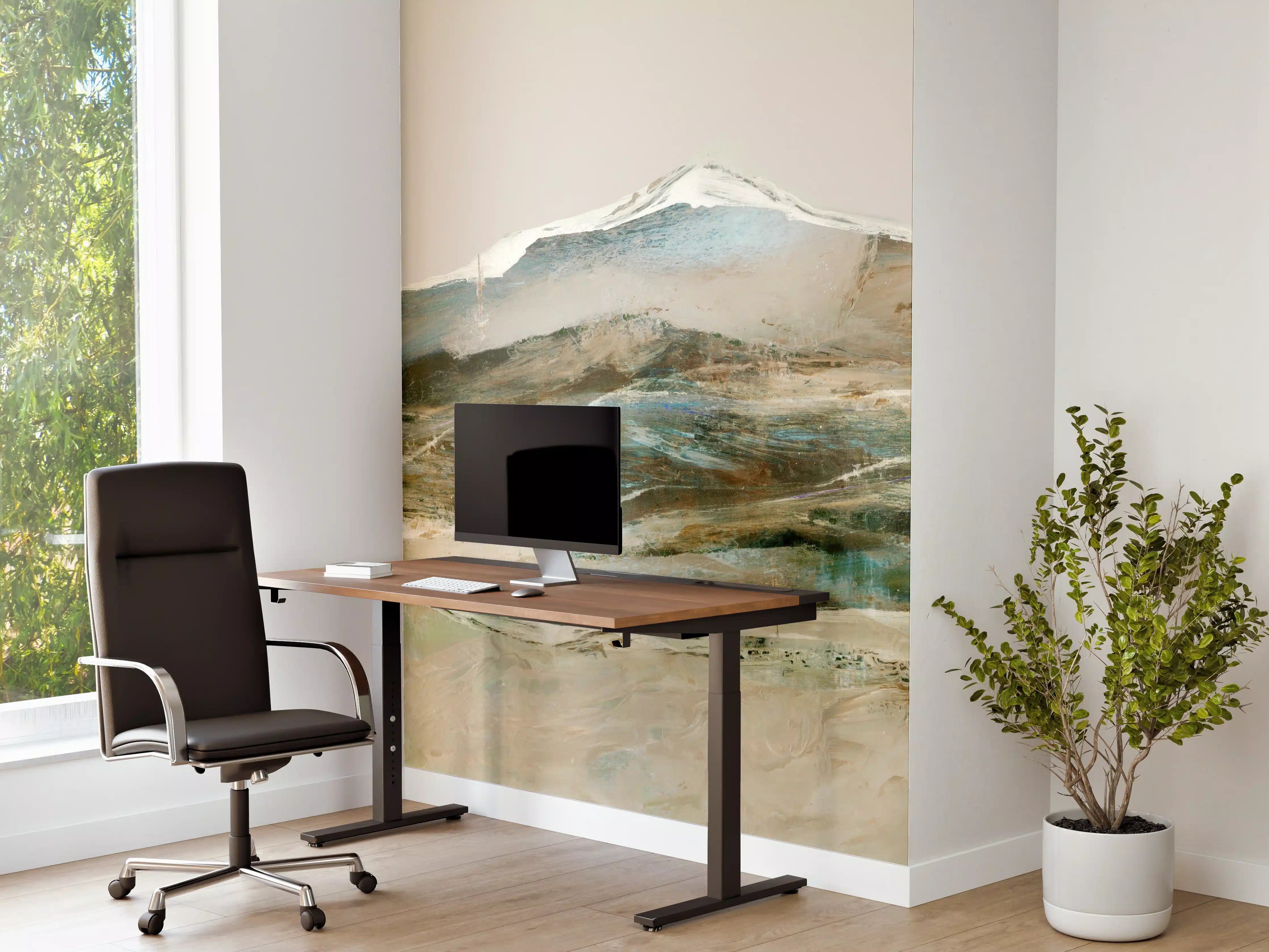Büro Wandgestaltung - Abstrakte Berglandschaft Pastelltöne
