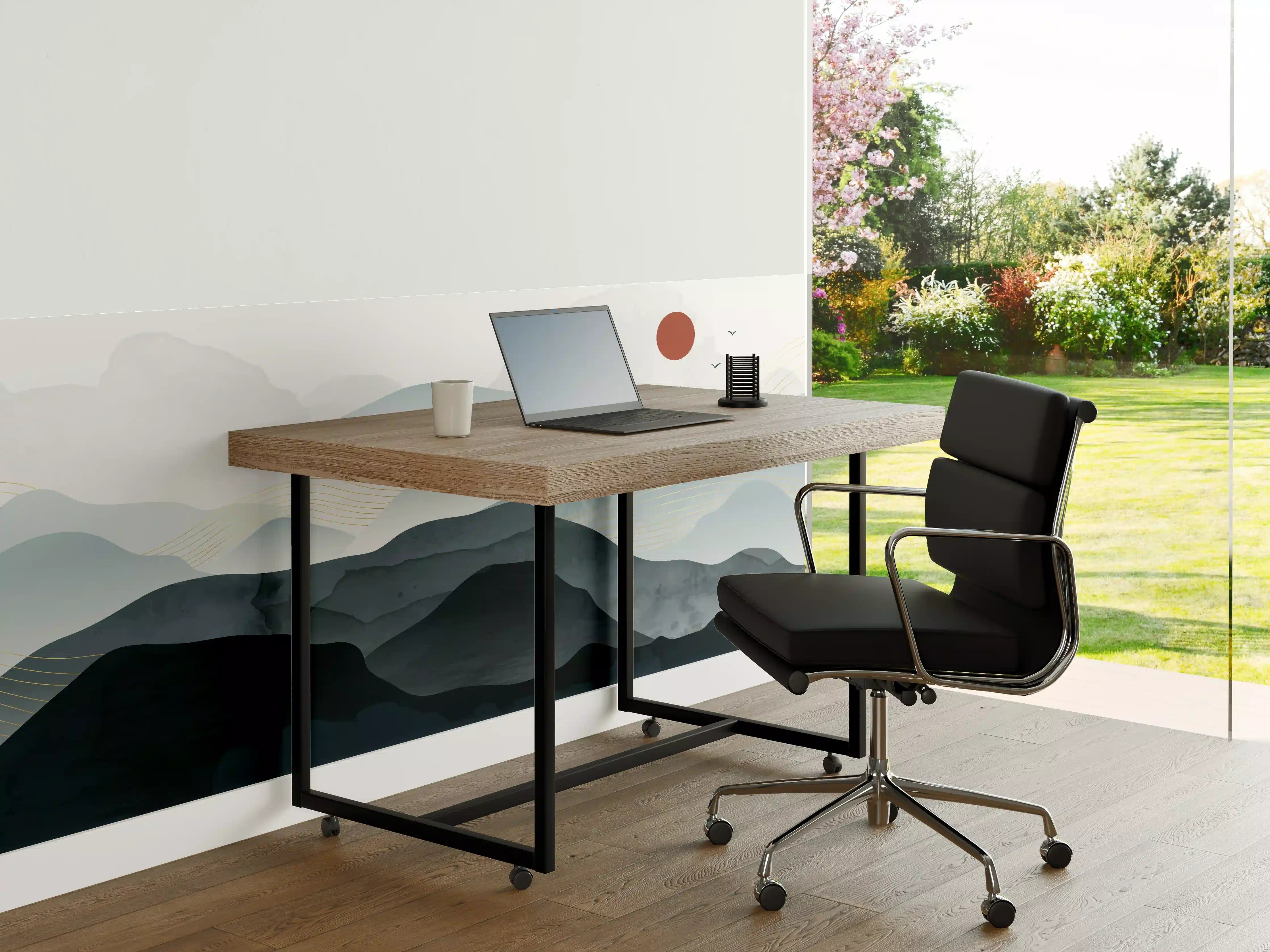 Büro Wandgestaltung - Abstrakte Berglandschaft in Grautönen
