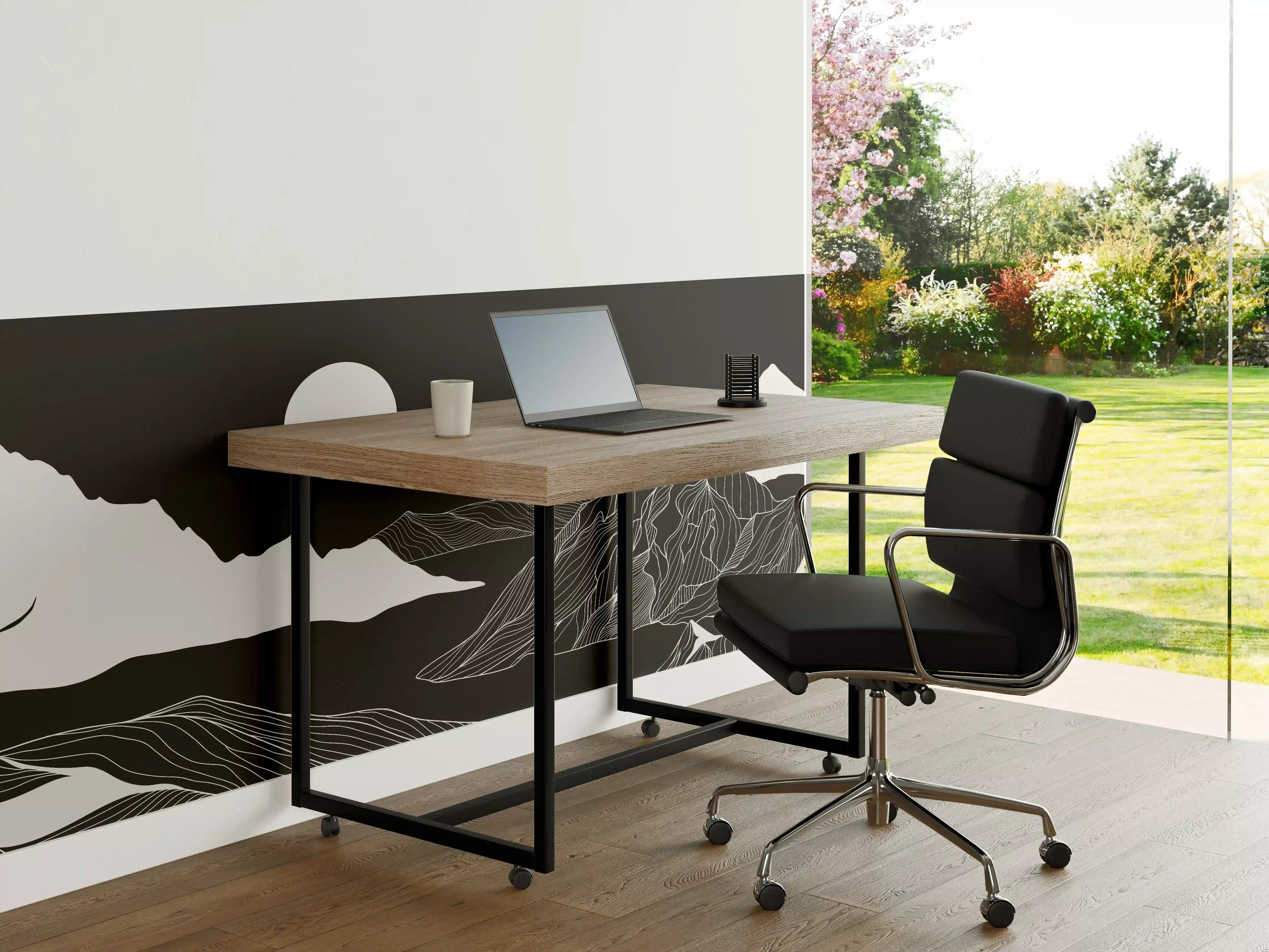 Büro Wandgestaltung - Abstrakte Berglandschaft in Monochrom