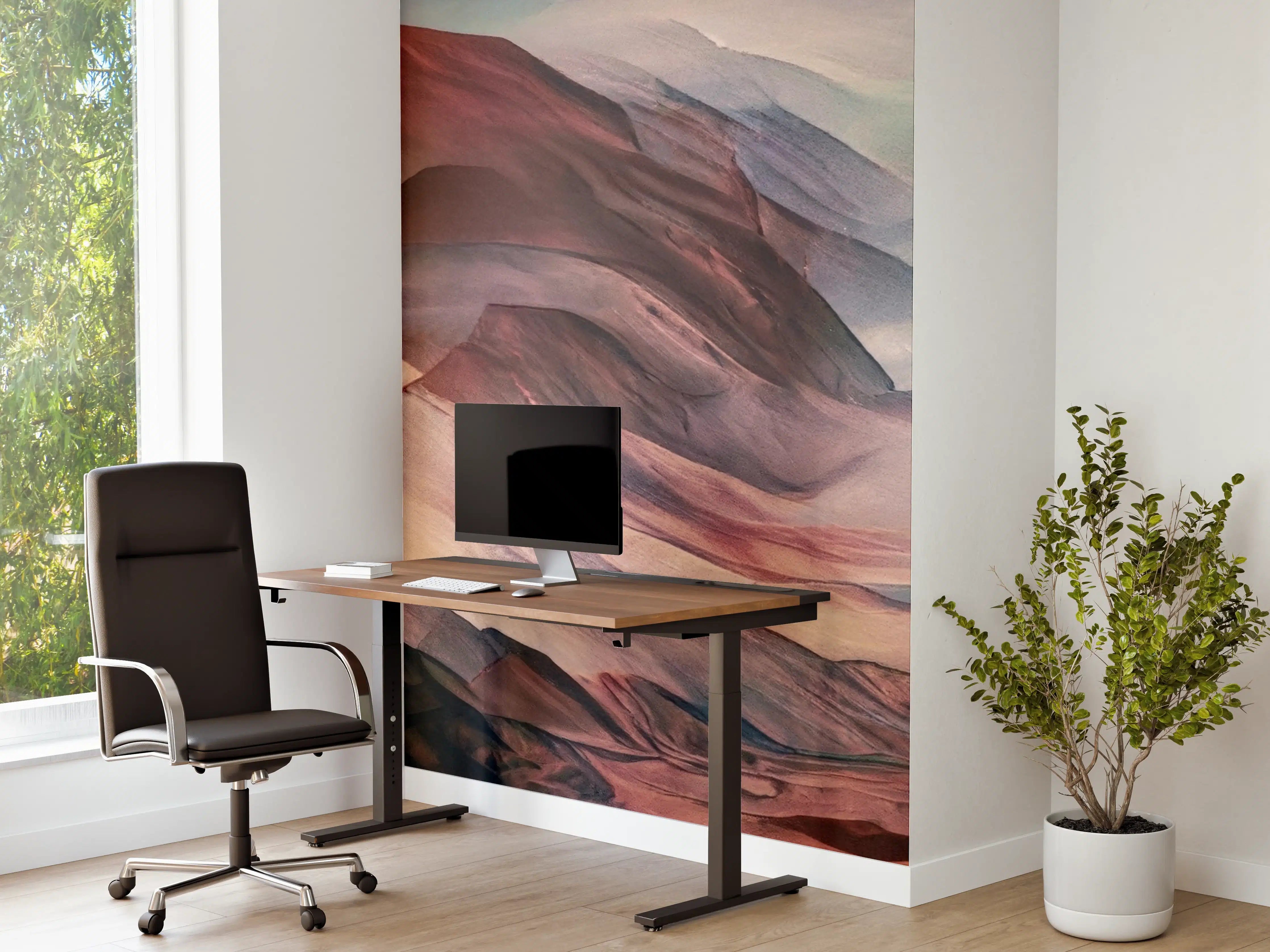 Büro Wandgestaltung - Abstrakte Berglandschaft mit sanften Farbverläufen