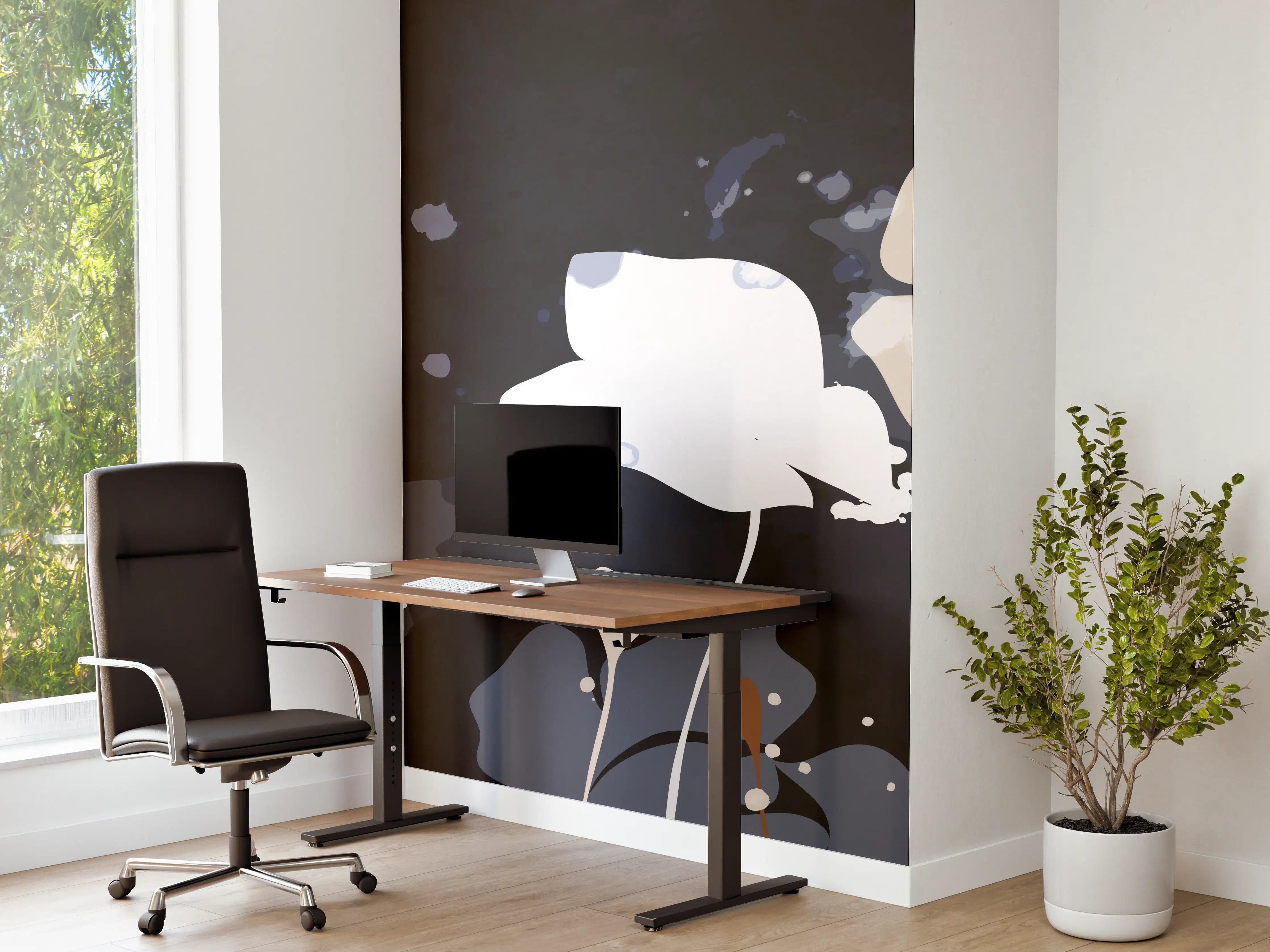 Büro Wandgestaltung - Abstrakte Blumen Dunkles Design