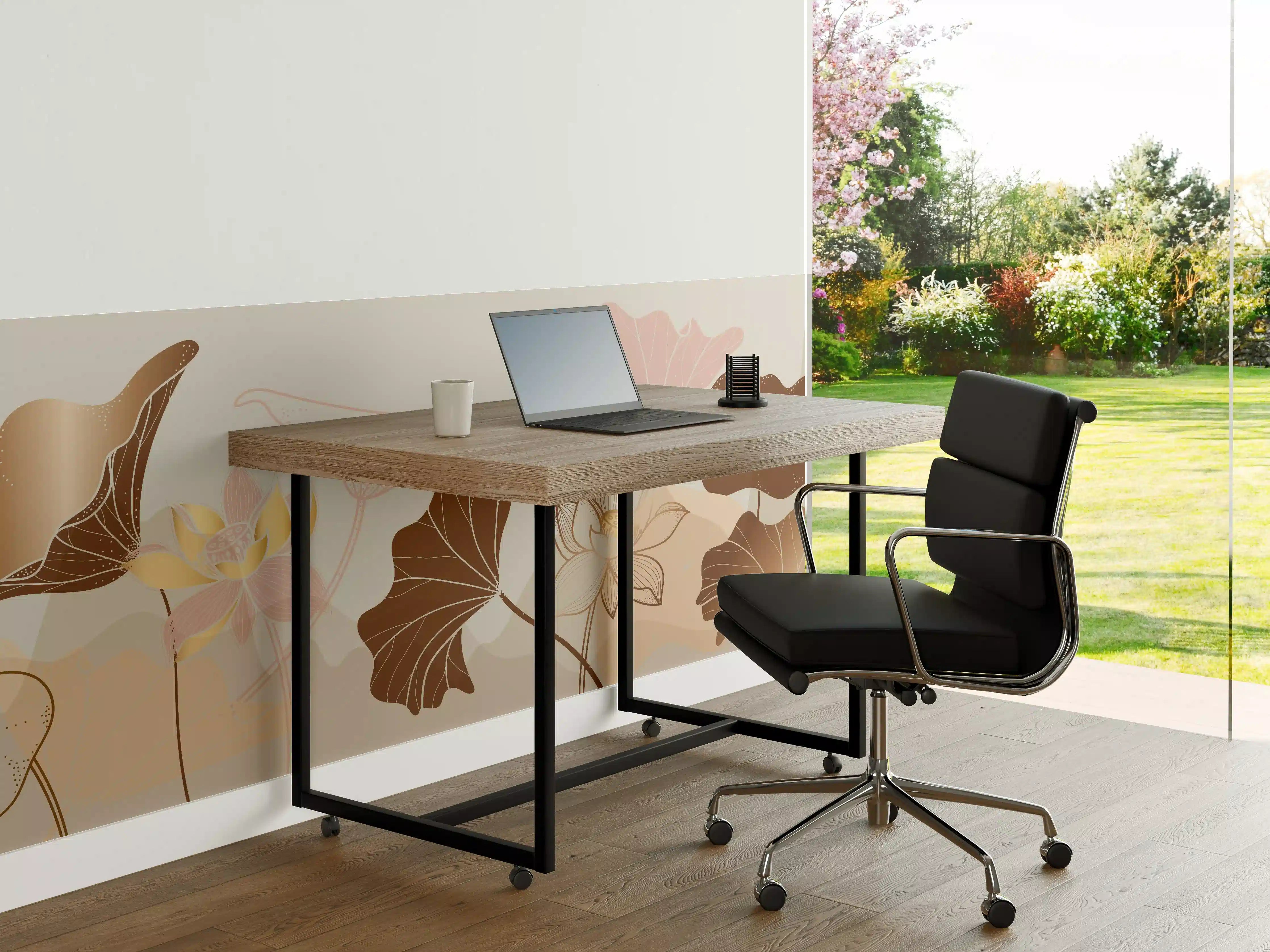 Büro Wandgestaltung - Abstrakte Blumen Zeichnung Beige