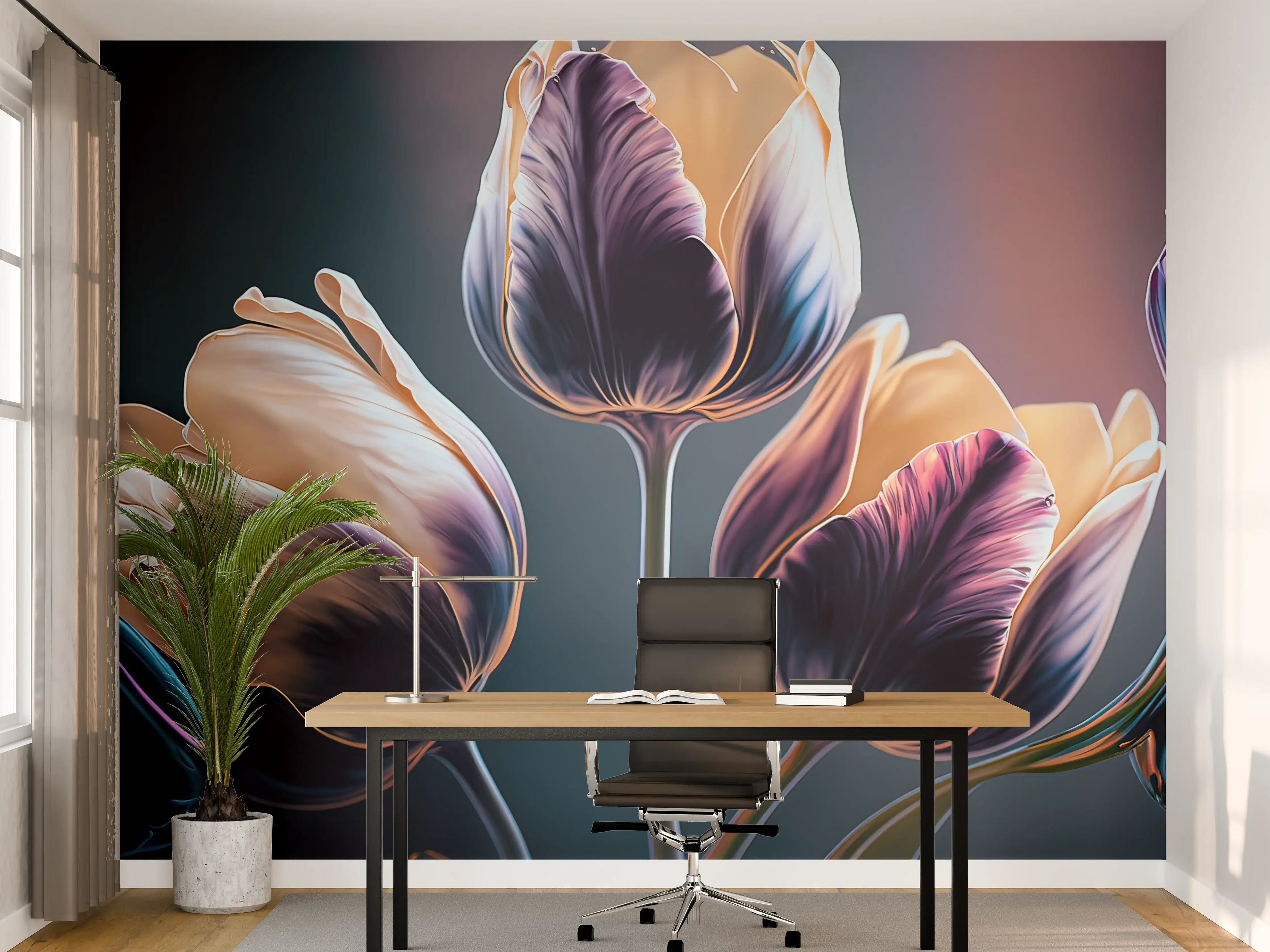 Büro Wandgestaltung - Abstrakte Fließende Tulpen Kunst