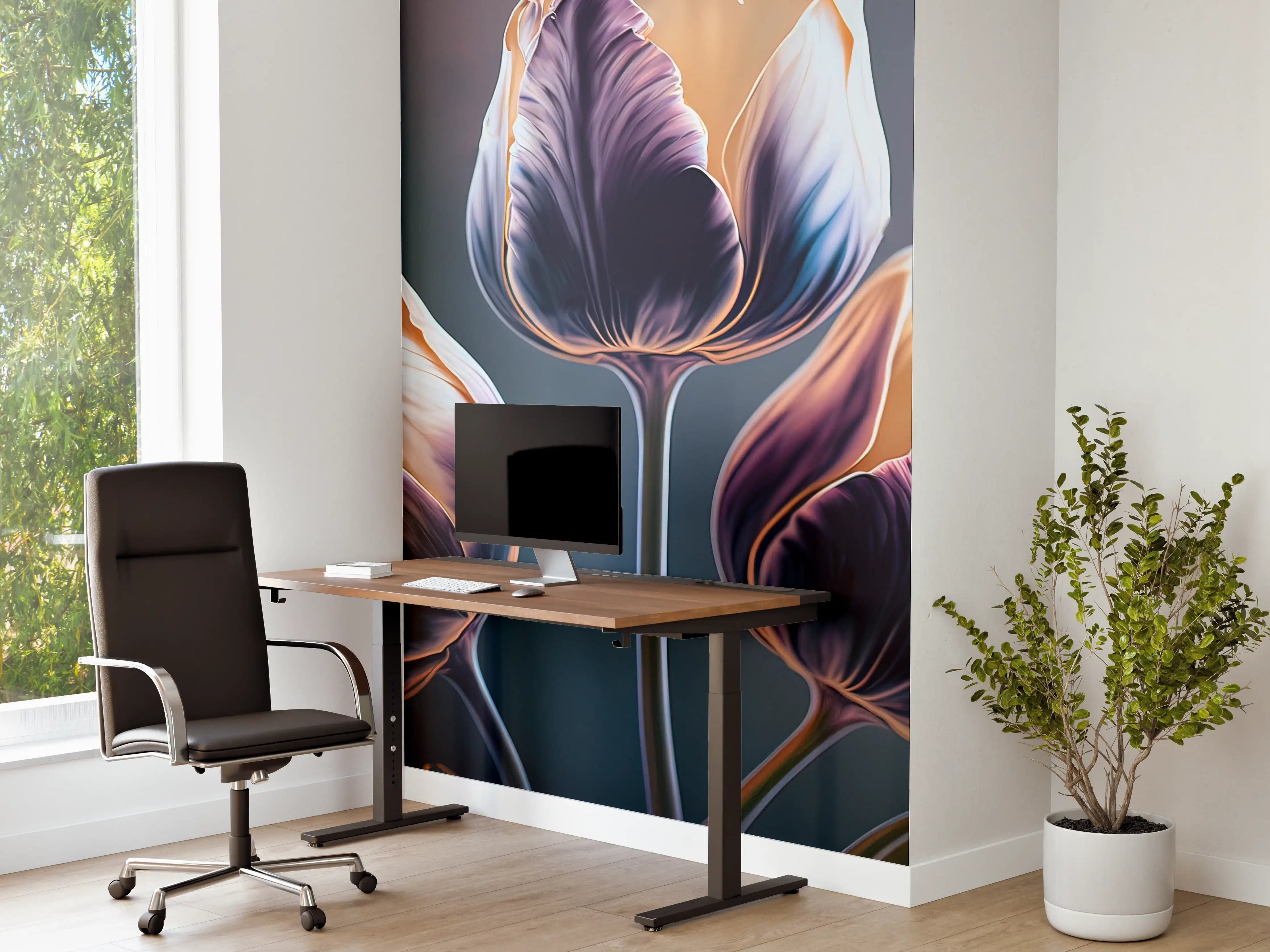Büro Wandgestaltung - Abstrakte Fließende Tulpen Kunst