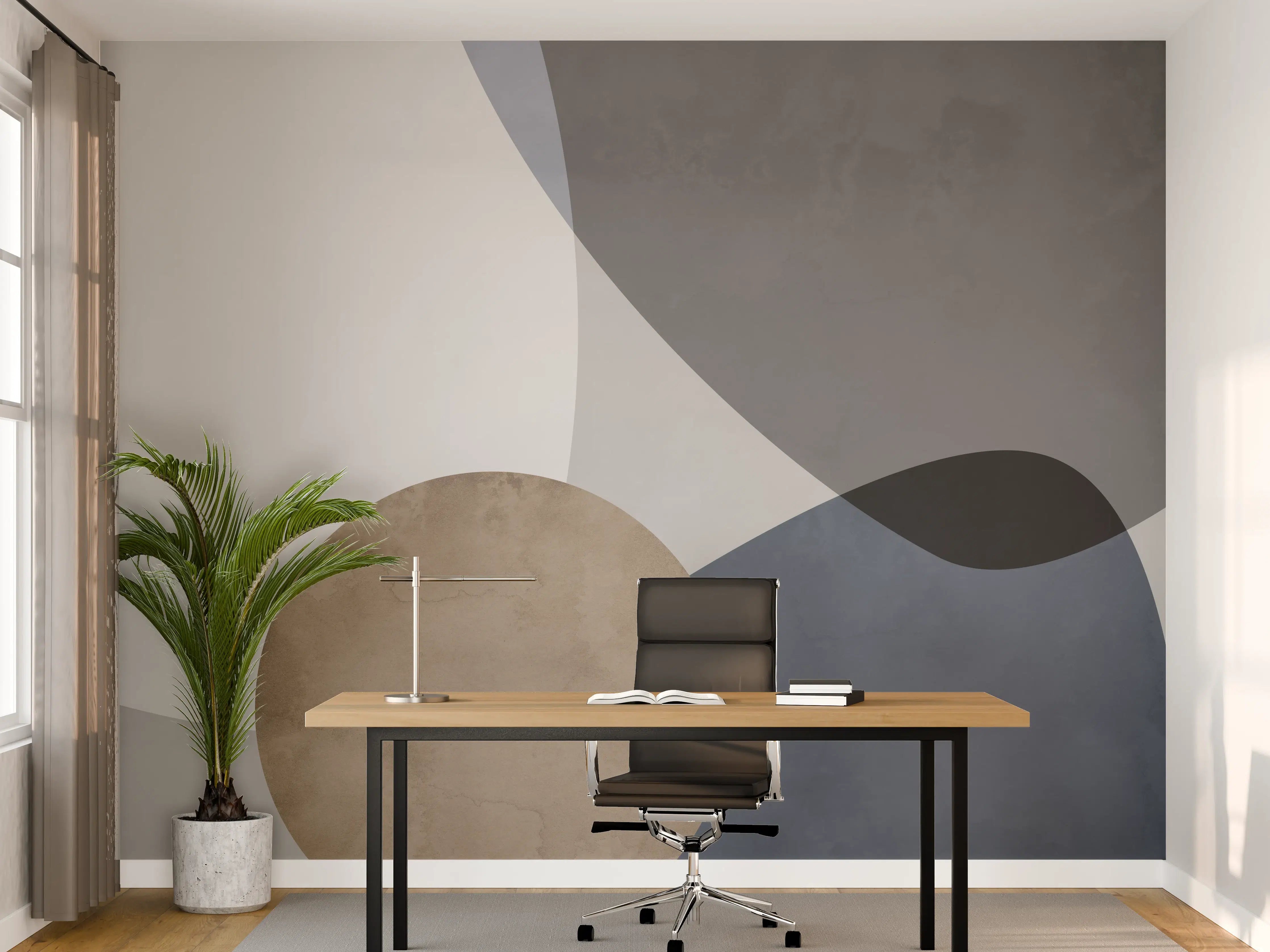 Büro Wandgestaltung - Abstrakte Formen in Pastellblau