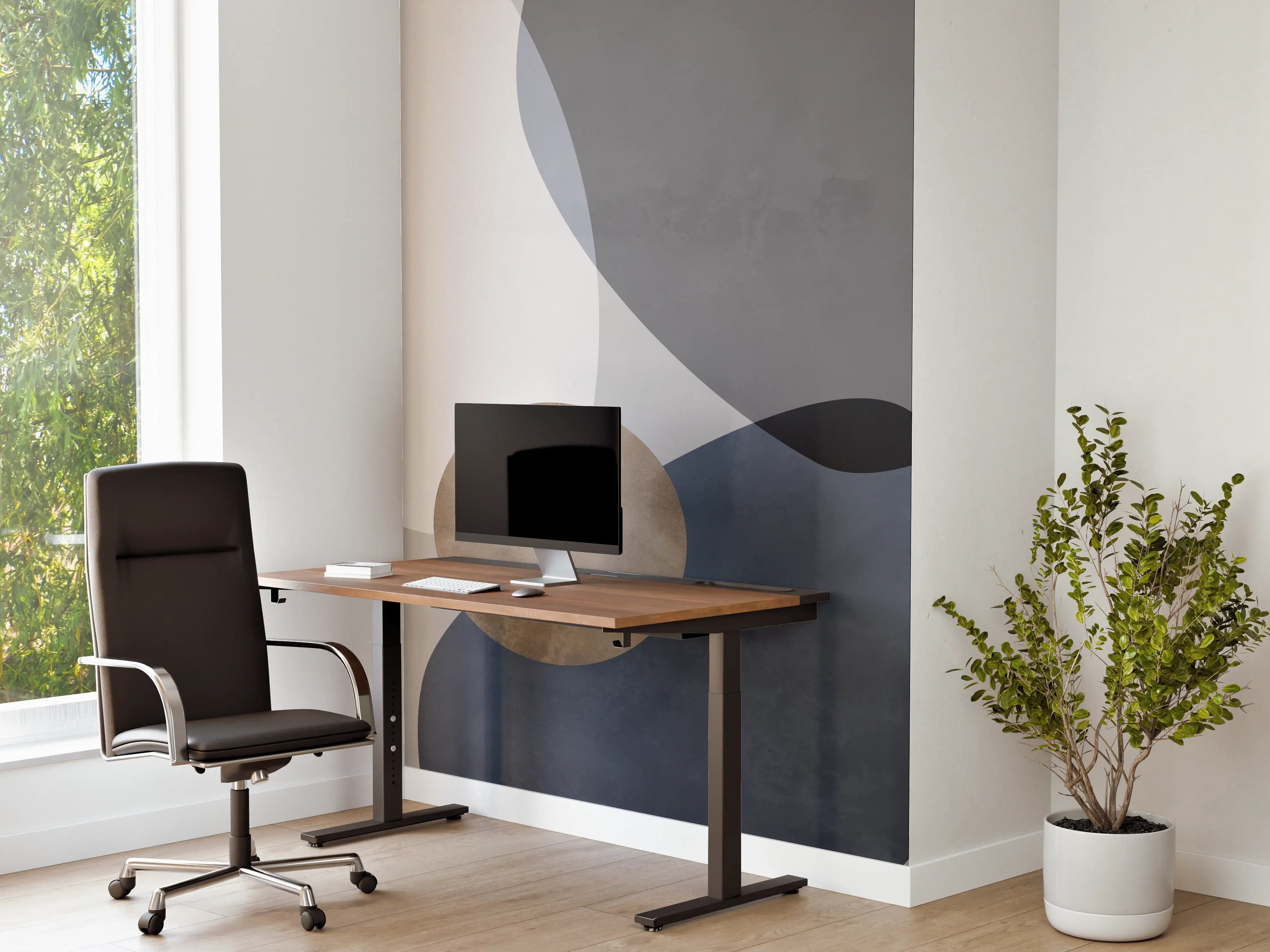 Büro Wandgestaltung - Abstrakte Formen in Pastellblau