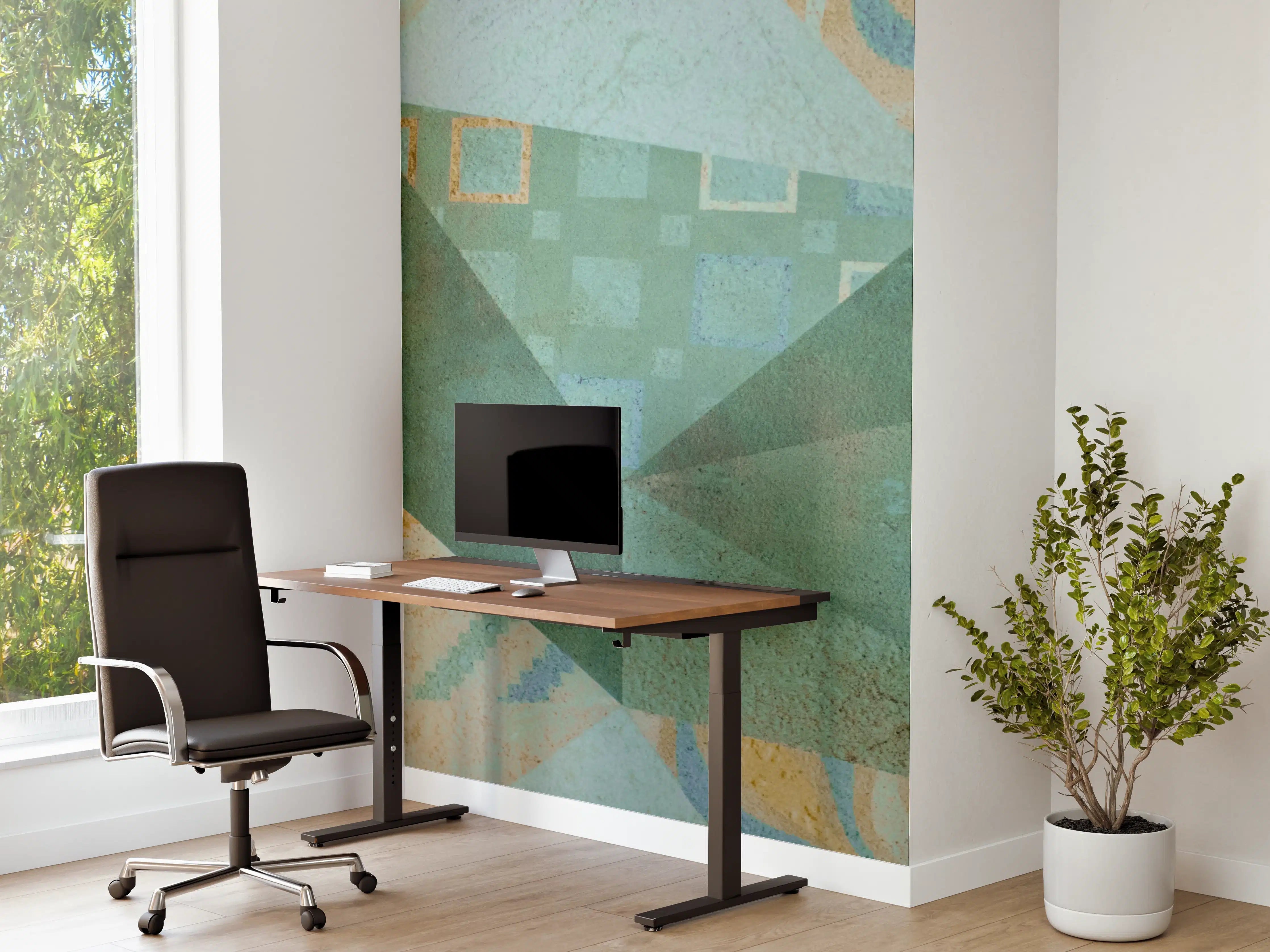 Büro Wandgestaltung - Abstrakte Geometrie in Pastellblau