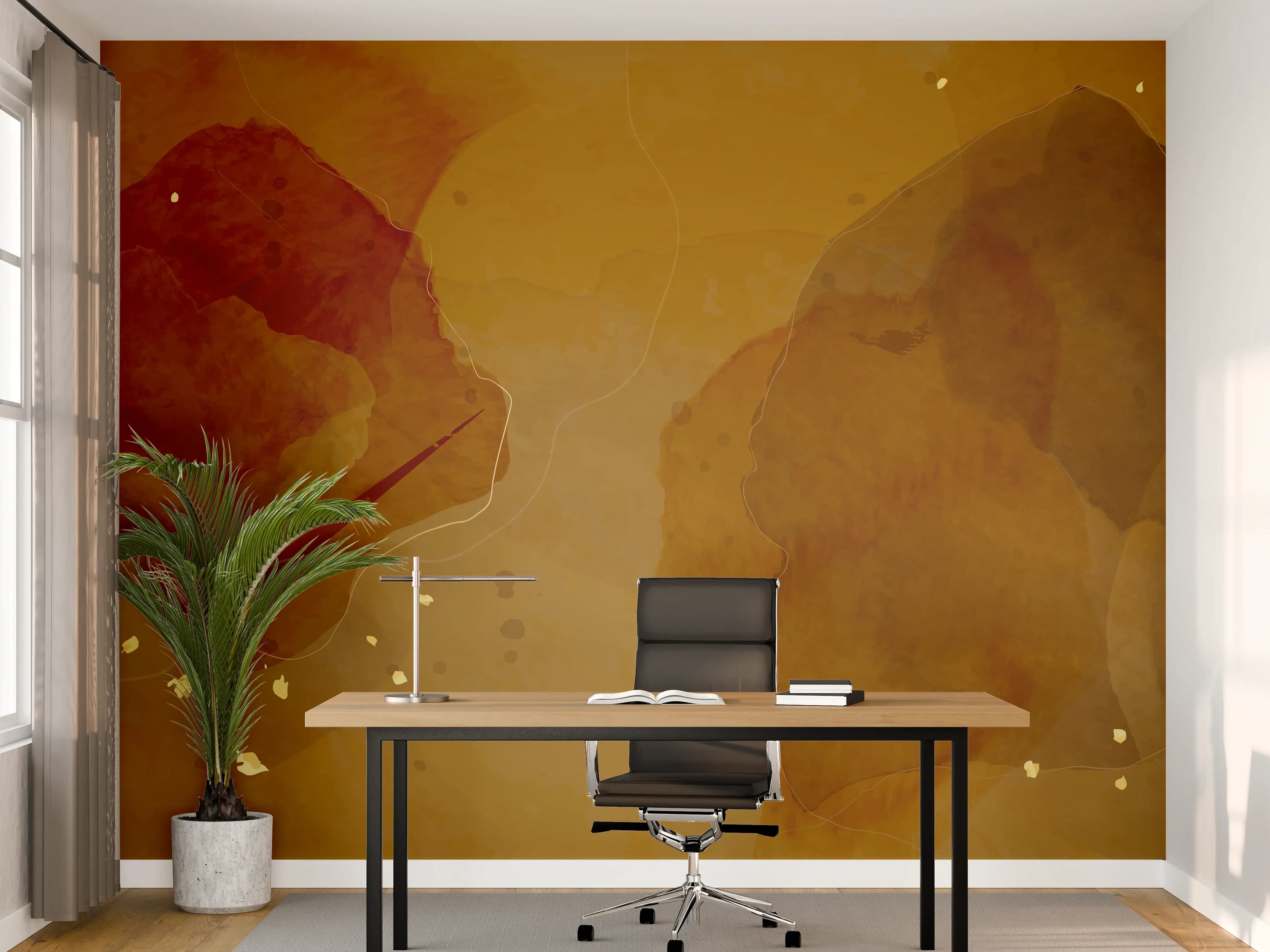 Büro Wandgestaltung - Abstrakte Goldbraune Kunst