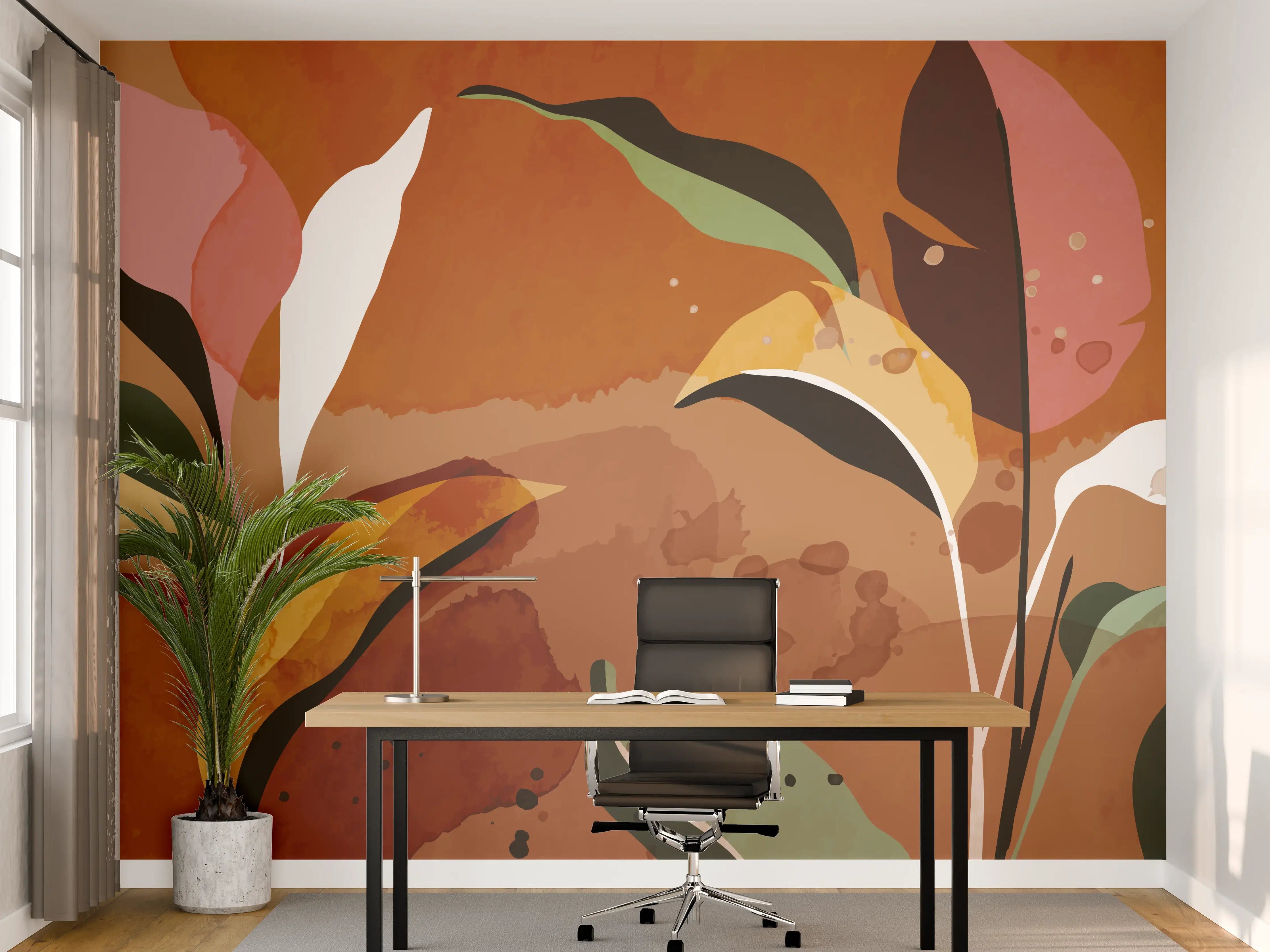 Büro Wandgestaltung - Abstrakte Herbstblatt-Komposition