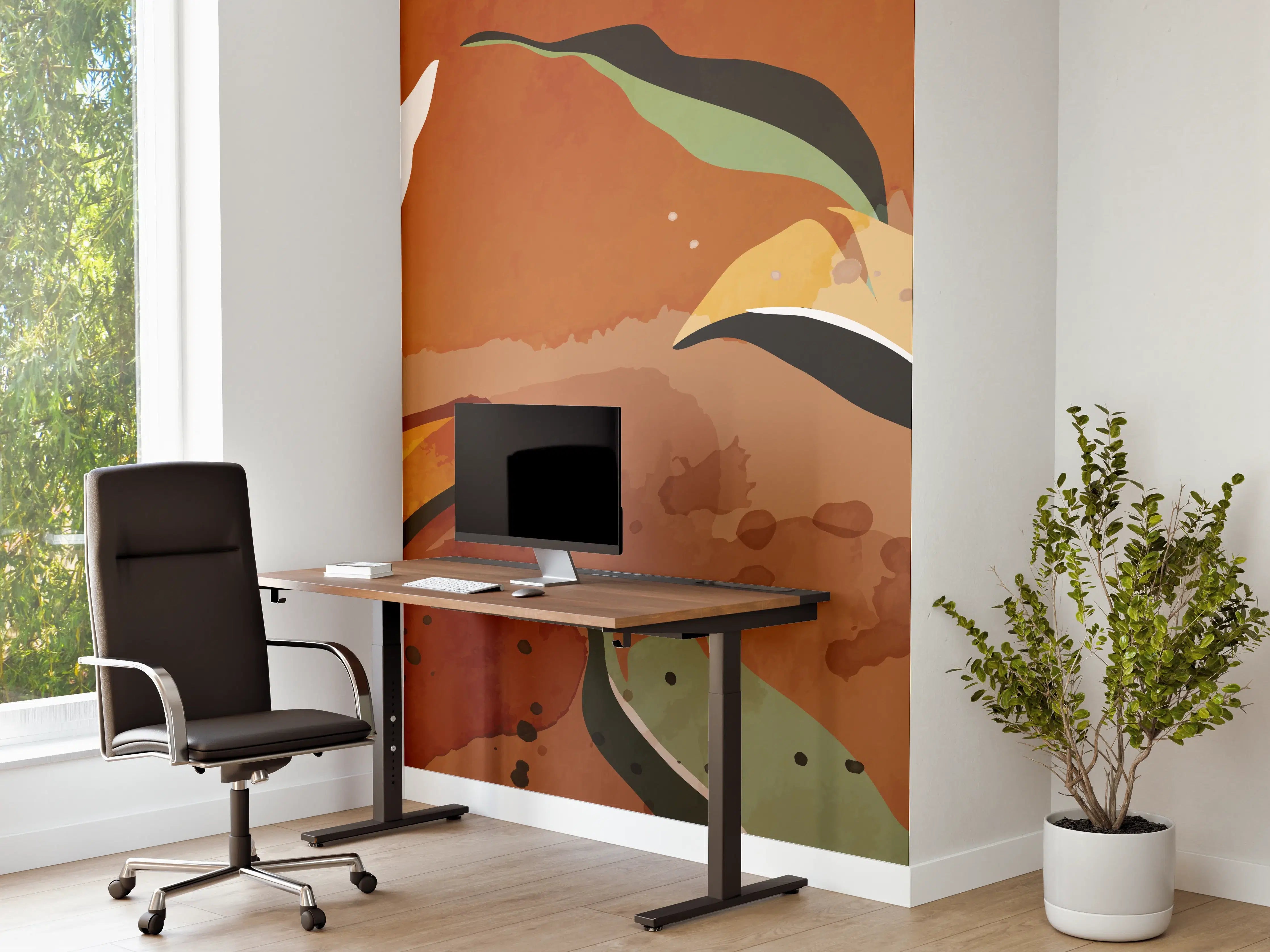 Büro Wandgestaltung - Abstrakte Herbstblatt-Komposition