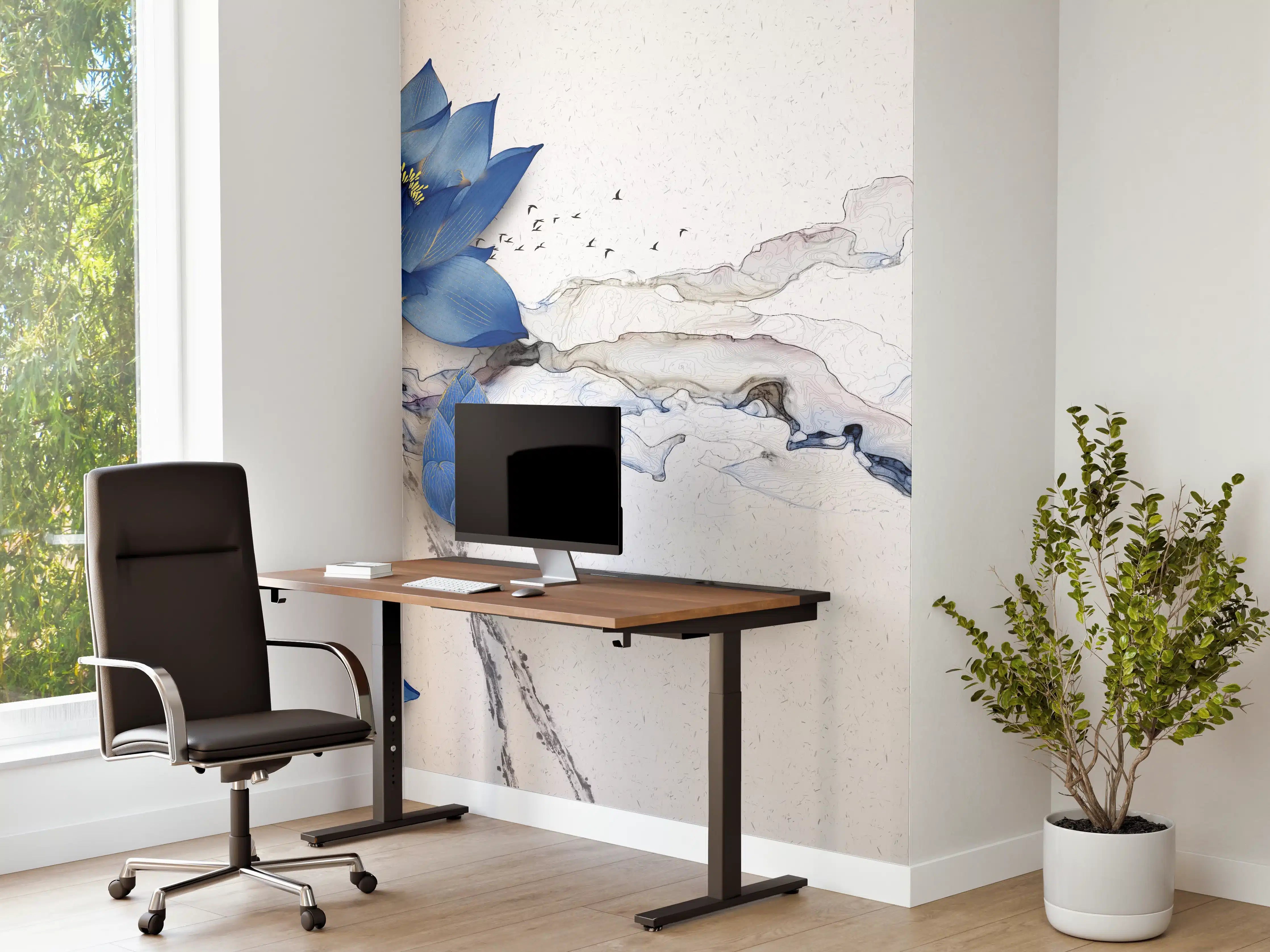 Büro Wandgestaltung - Abstrakte Illustration blauer Blume