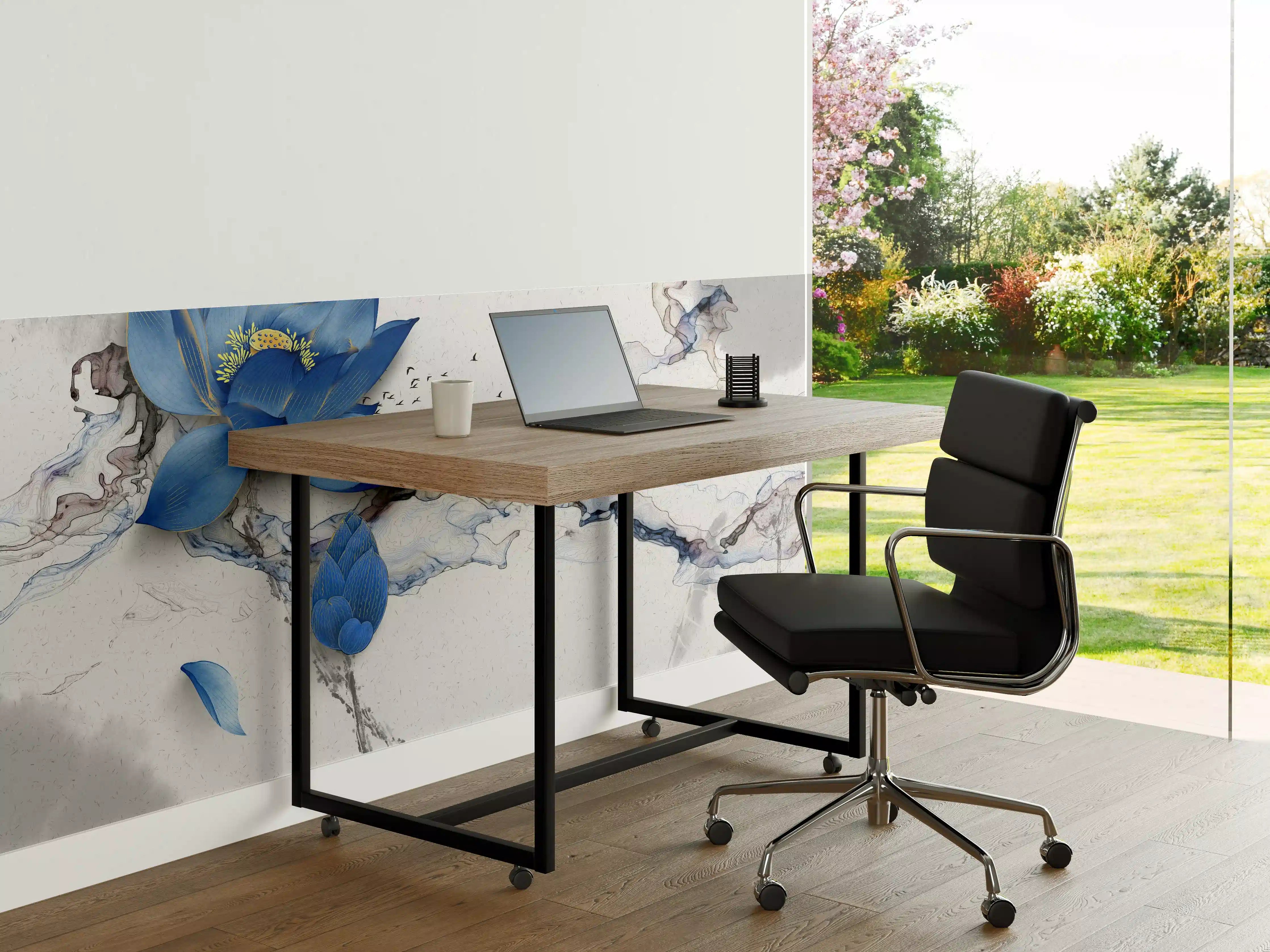 Büro Wandgestaltung - Abstrakte Illustration blauer Blume
