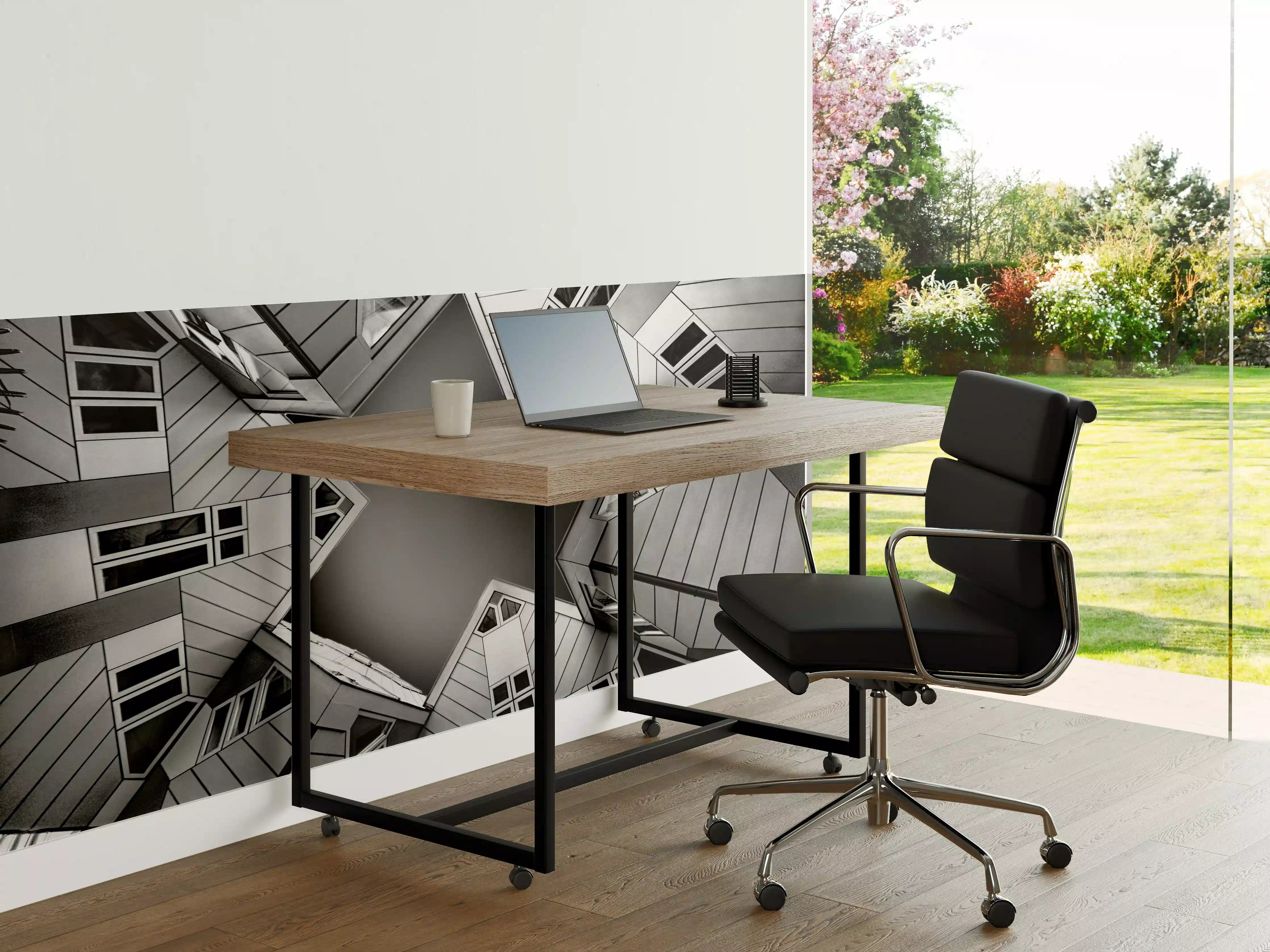 Büro Wandgestaltung - Abstrakte Kubushäuser in Monochrom