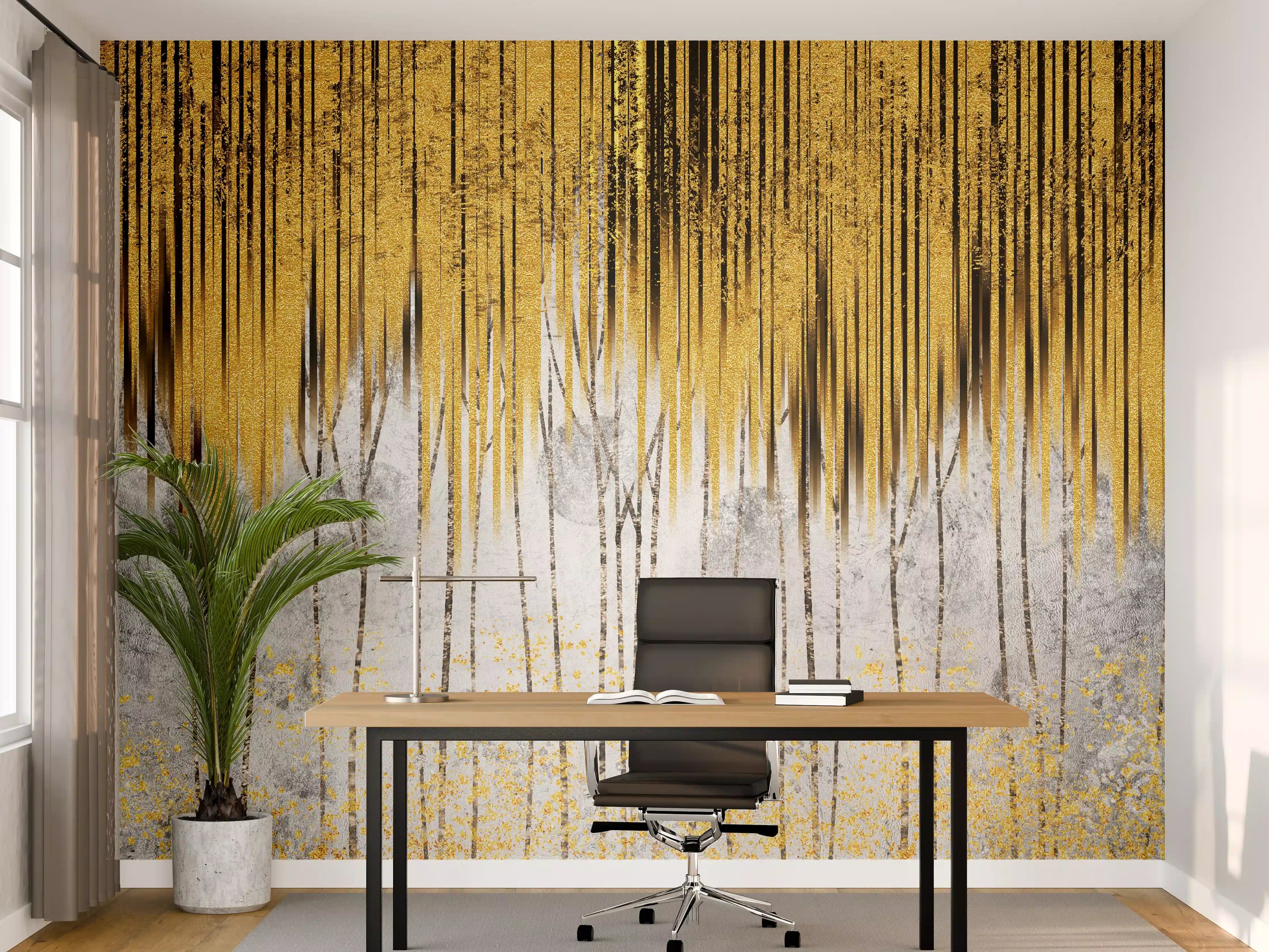 Büro Wandgestaltung - Abstrakte Kunst Gold-Grau