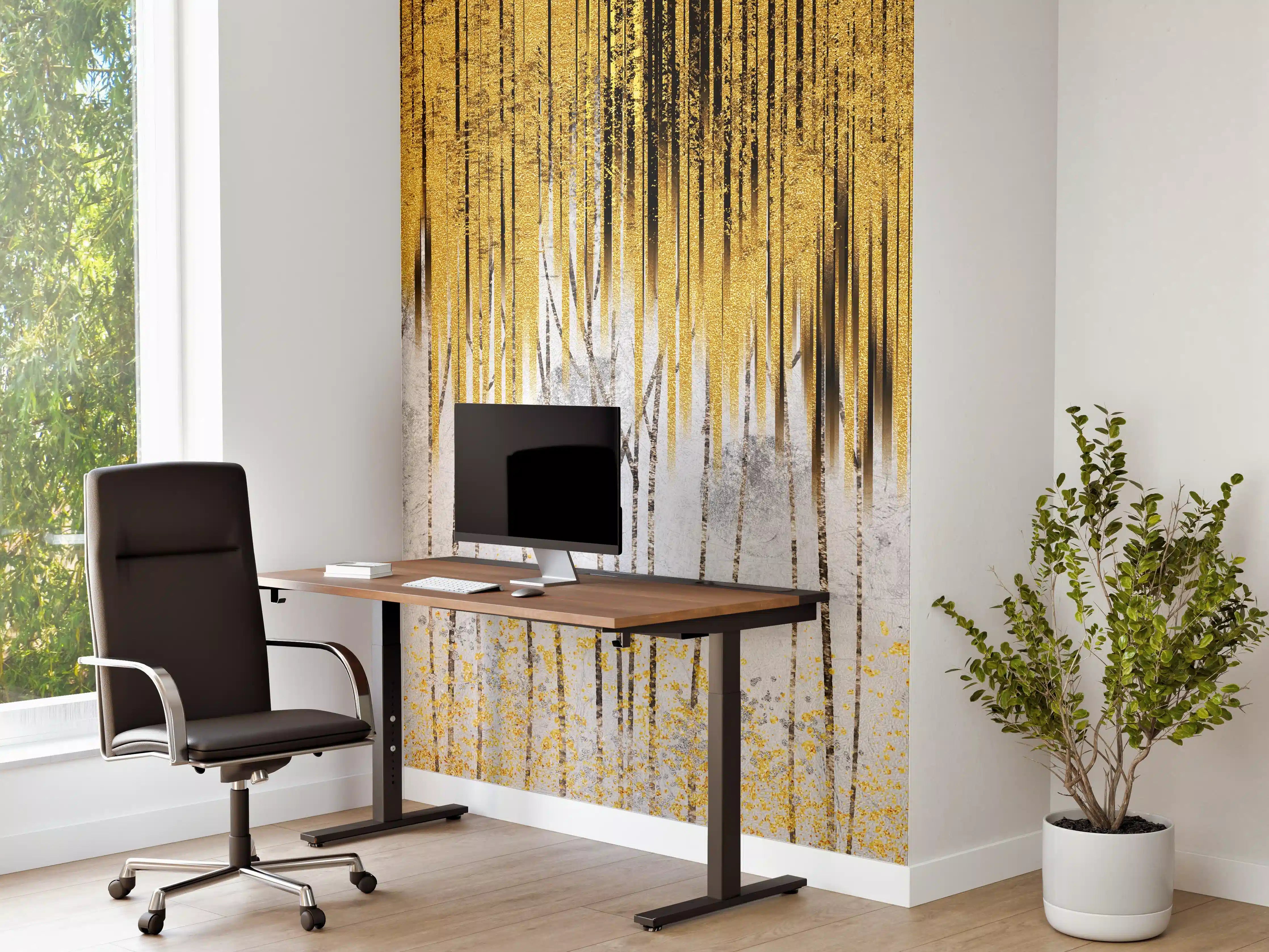 Büro Wandgestaltung - Abstrakte Kunst Gold-Grau