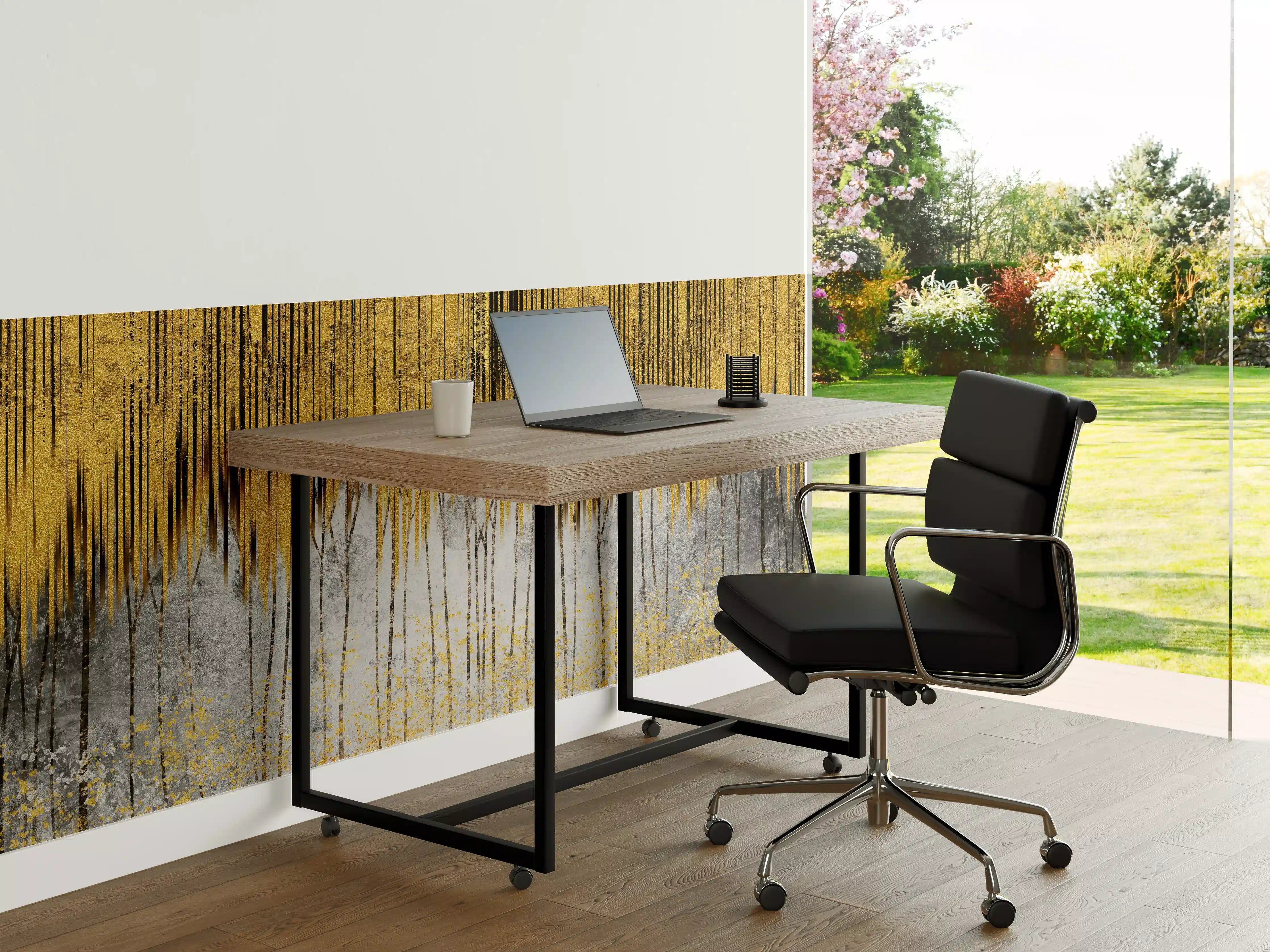 Büro Wandgestaltung - Abstrakte Kunst Gold-Grau