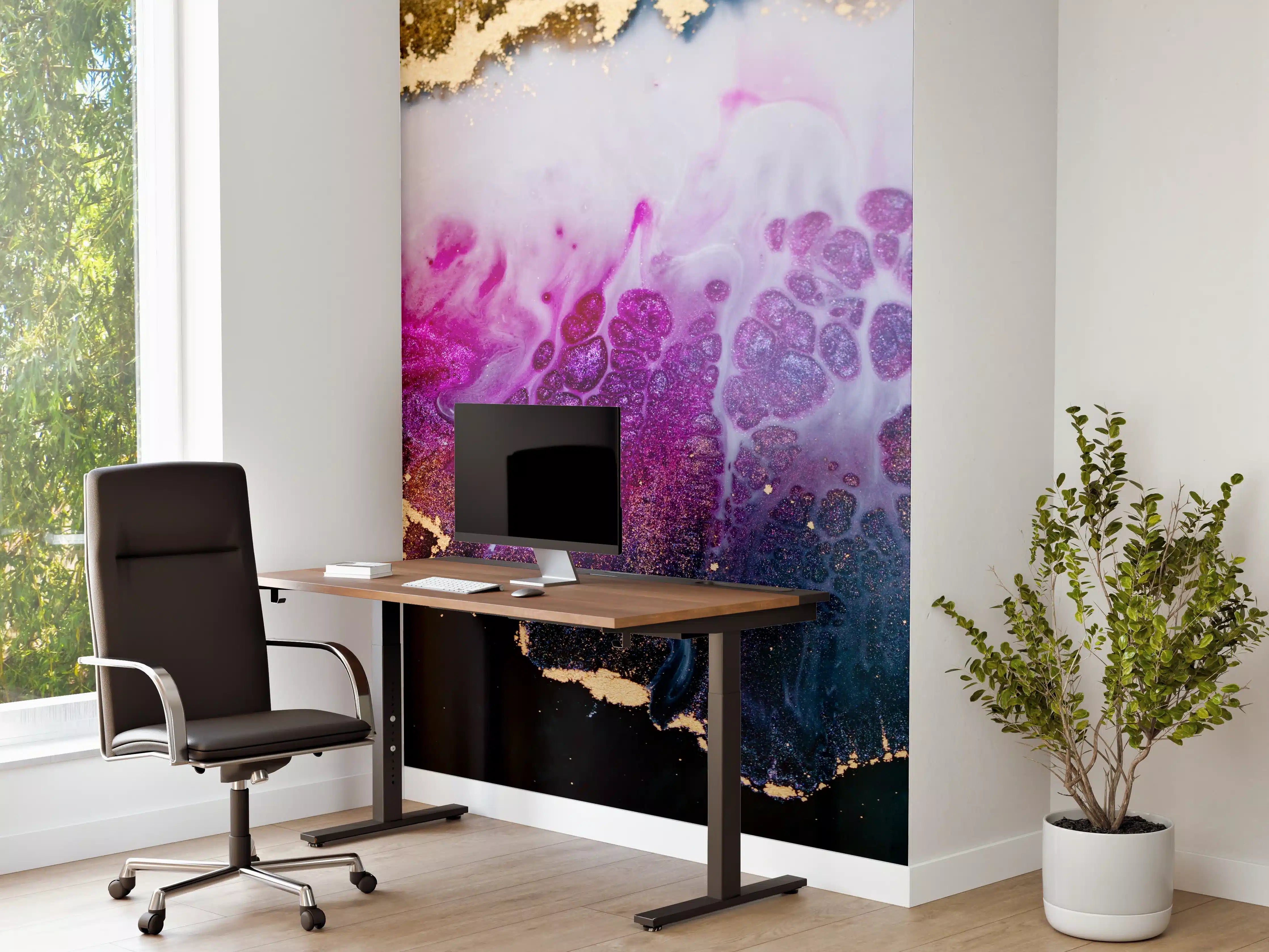 Büro Wandgestaltung - Abstrakte Kunst in Lila-Gold