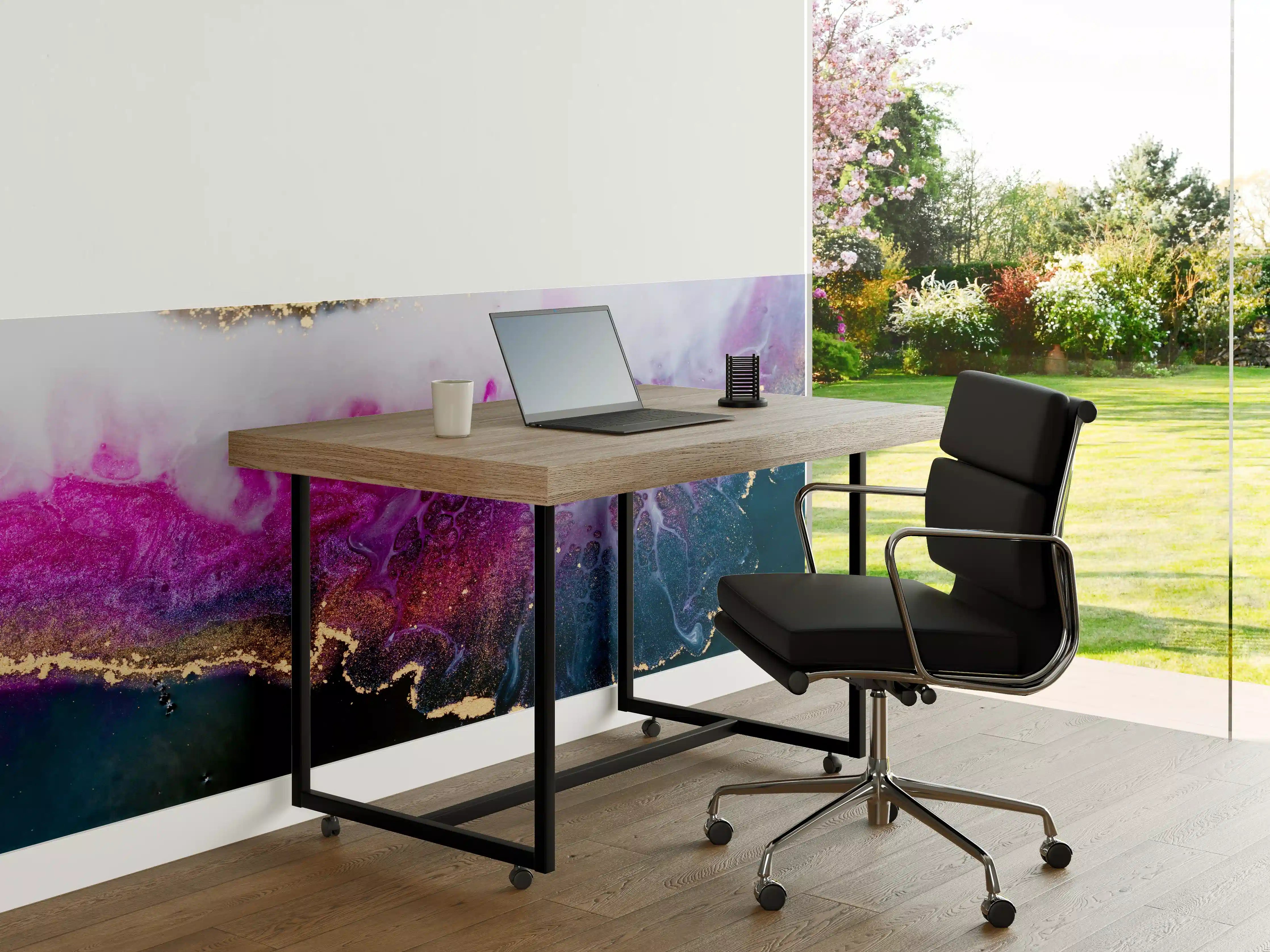 Büro Wandgestaltung - Abstrakte Kunst in Lila-Gold
