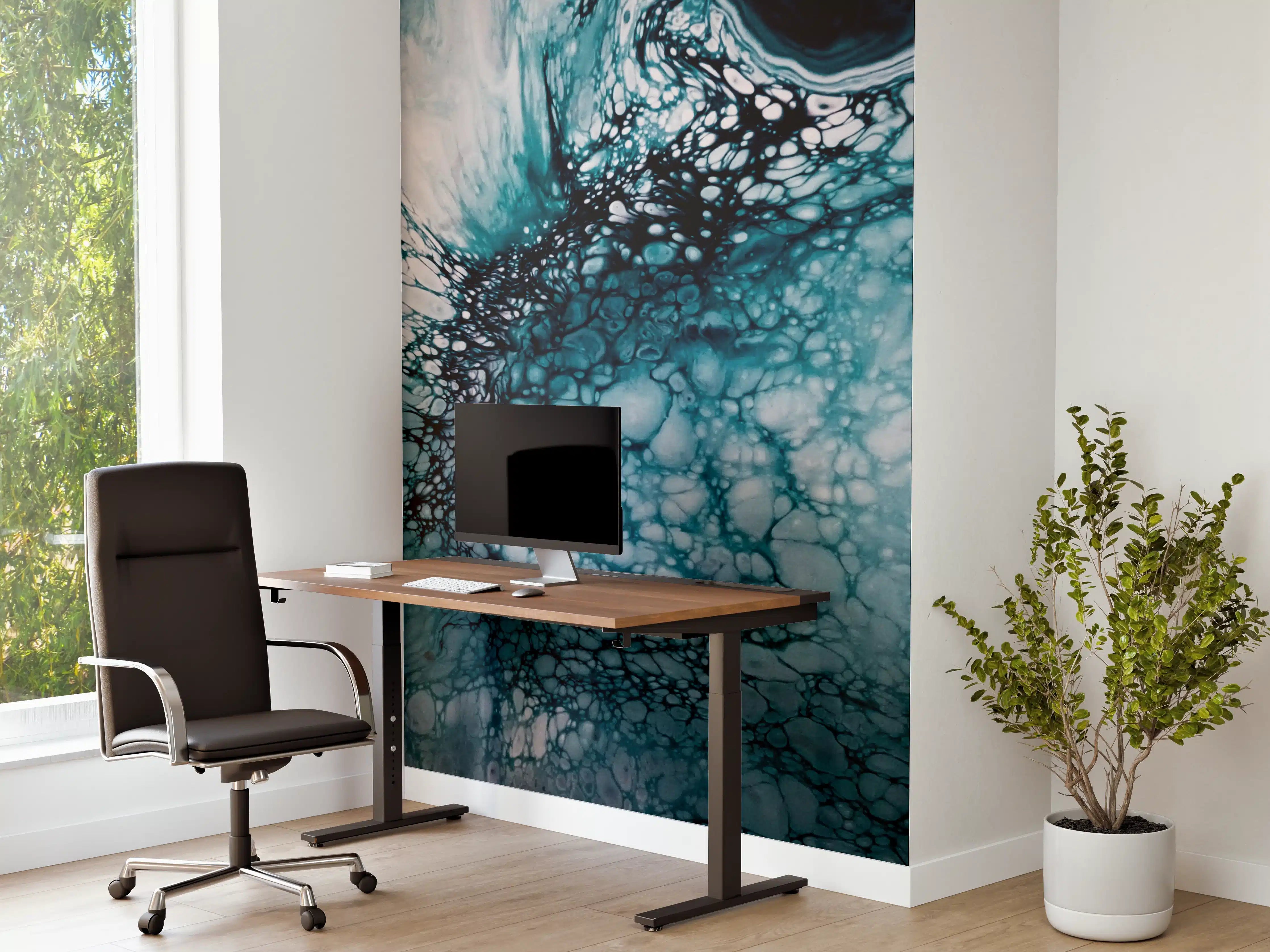 Büro Wandgestaltung - Abstrakte Marmor-Malerei Blautöne