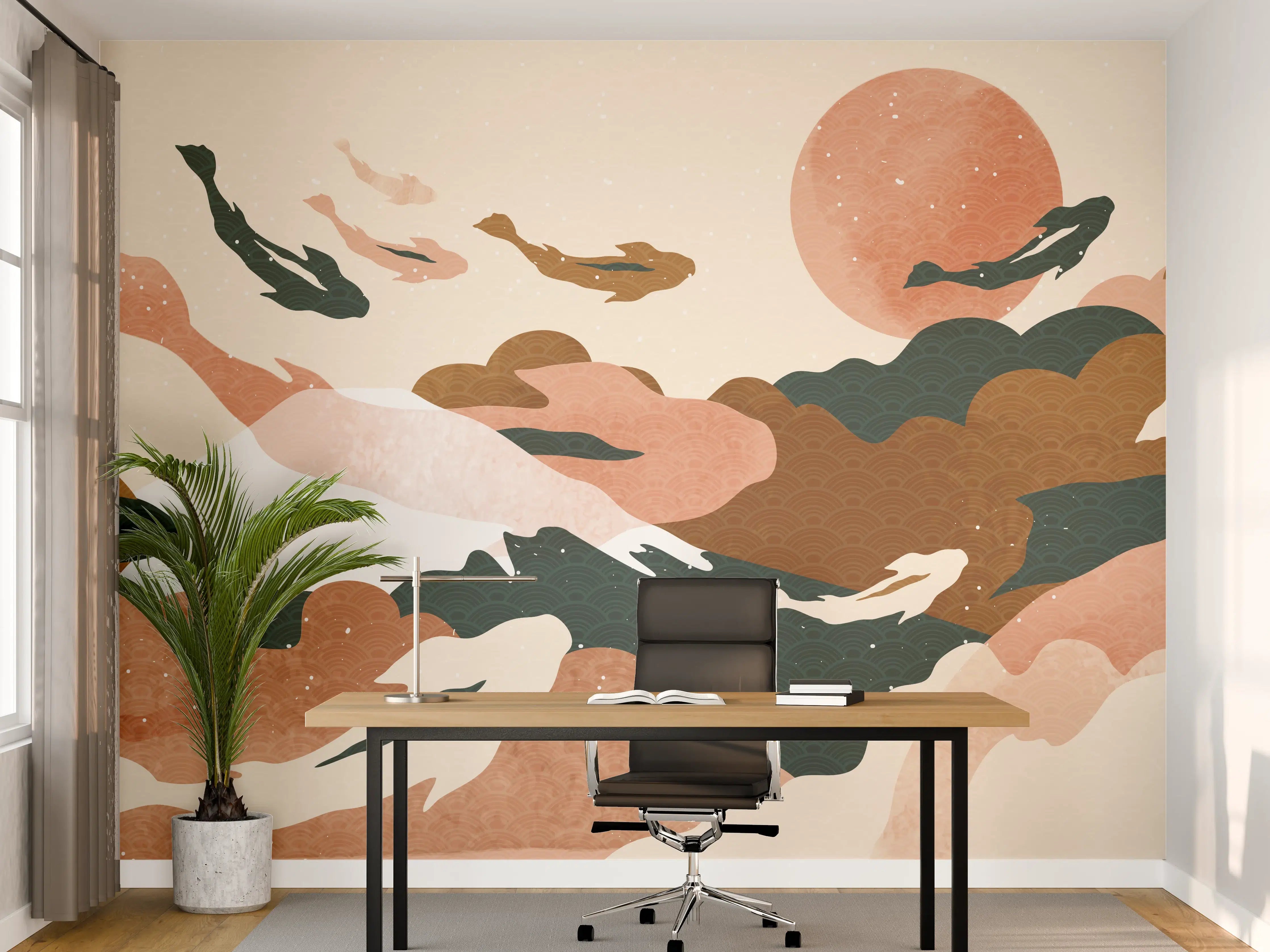 Büro Wandgestaltung - Abstrakte Natur Pastelltöne