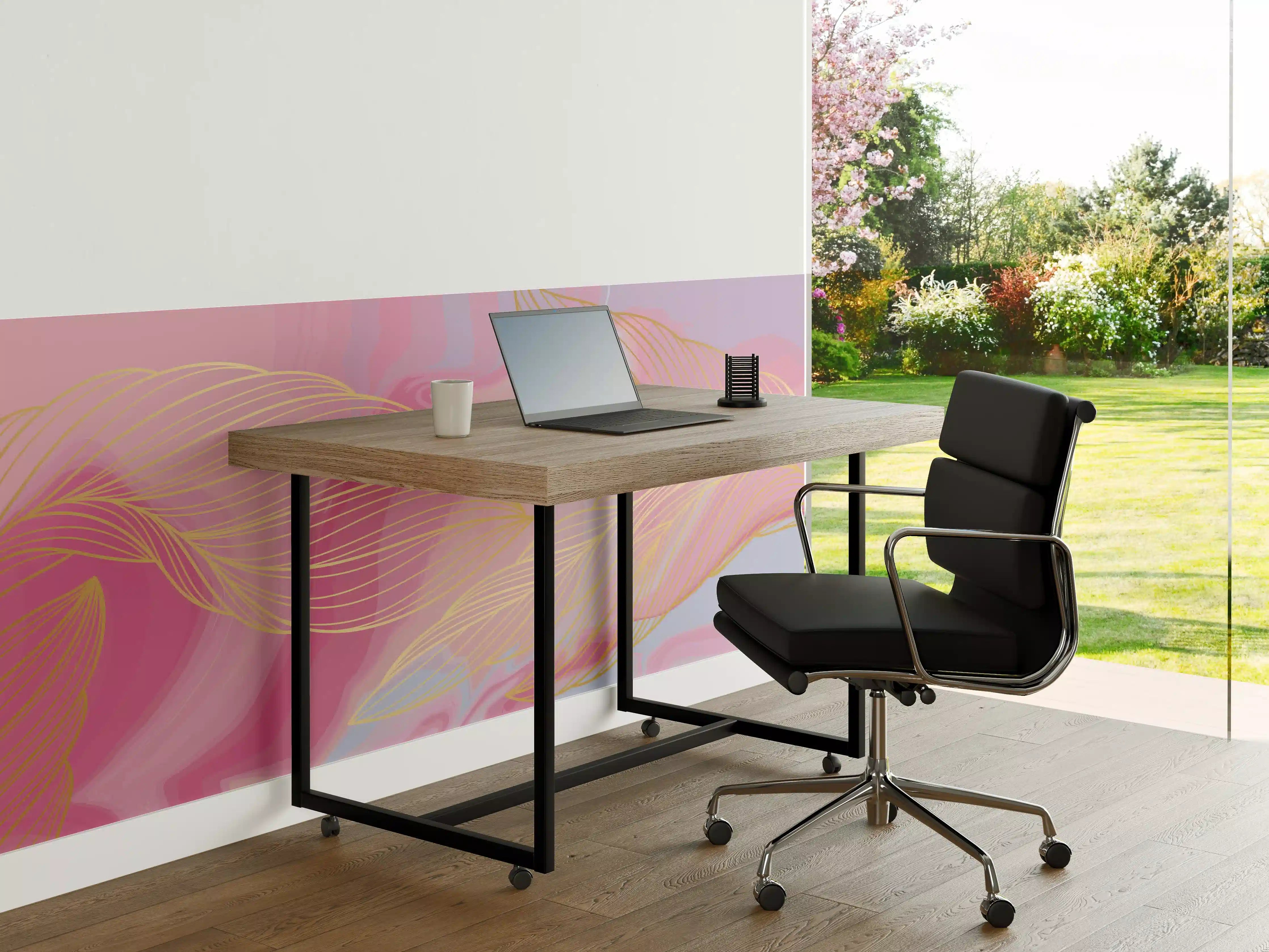 Büro Wandgestaltung - Abstrakte Rosa Wellen Kunst