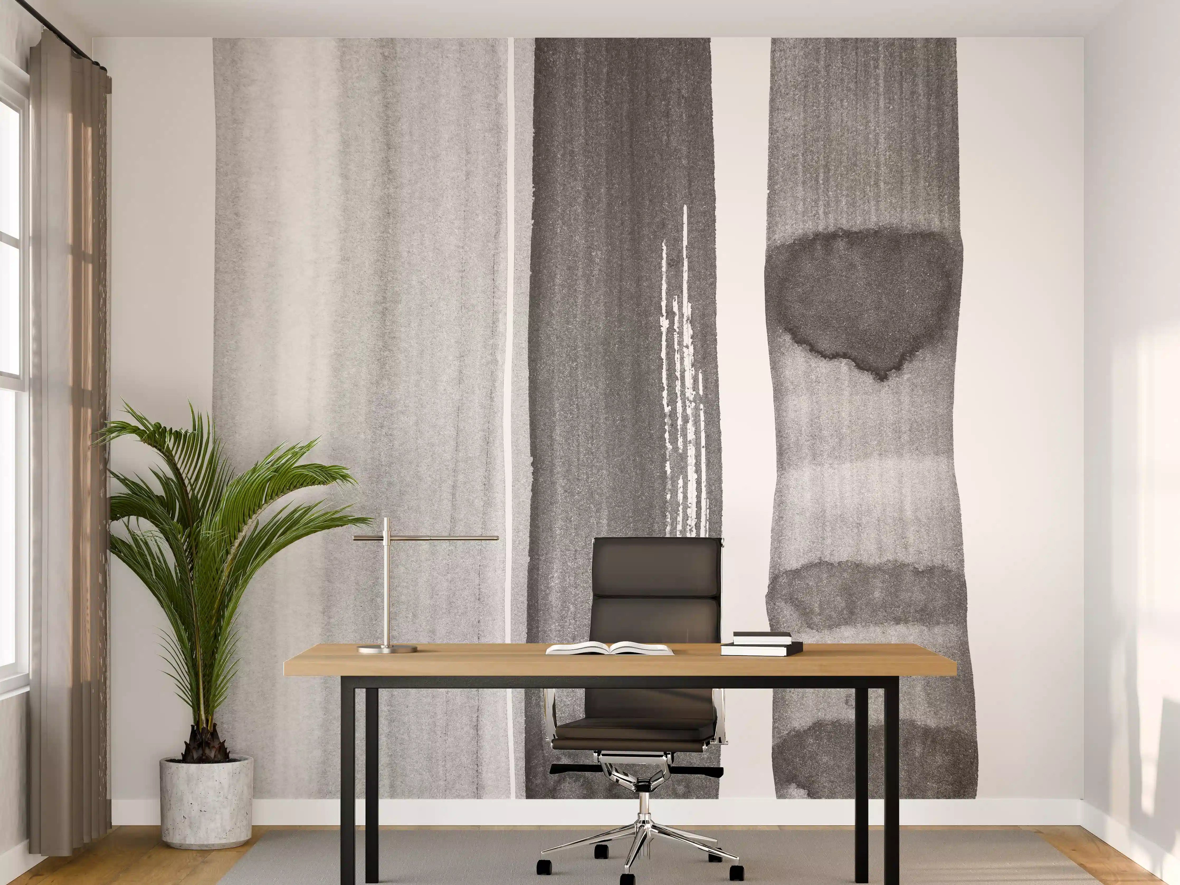 Büro Wandgestaltung - Abstrakte Schwarz-Weiß-Strukturstreifen