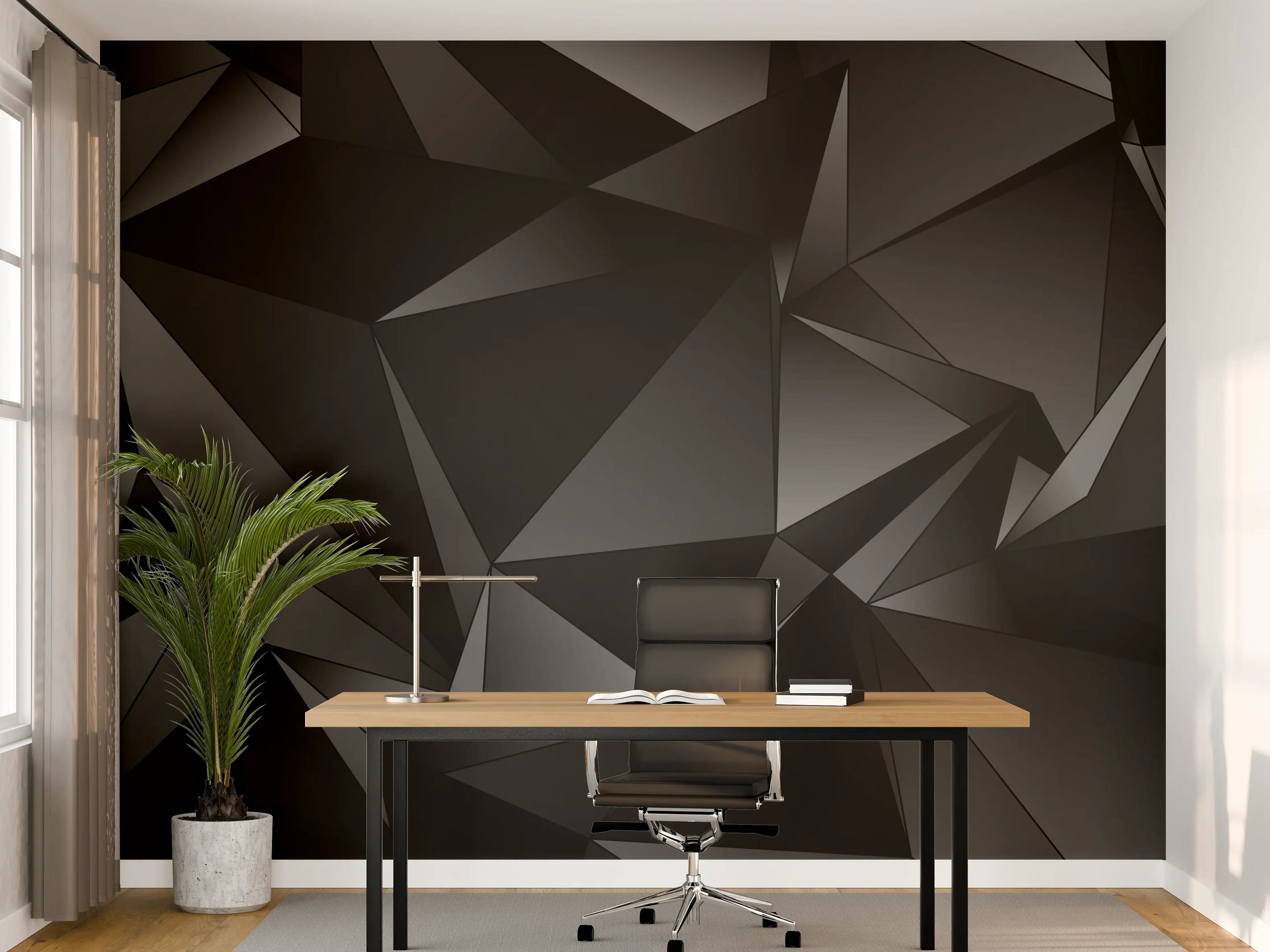 Büro Wandgestaltung - Abstrakte Schwarze 3D Dreiecke