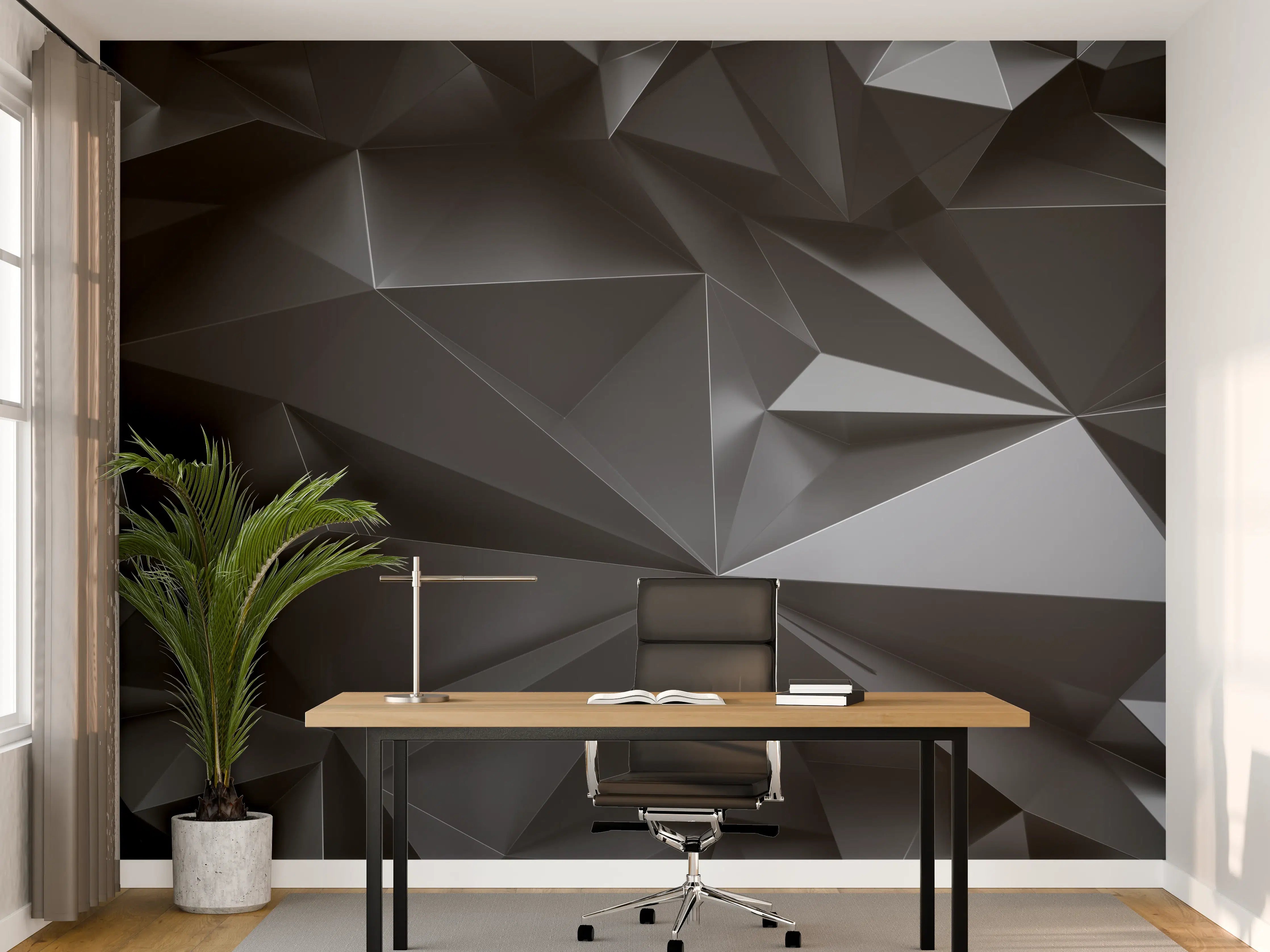 Büro Wandgestaltung - Abstrakte Schwarze Kristalltextur