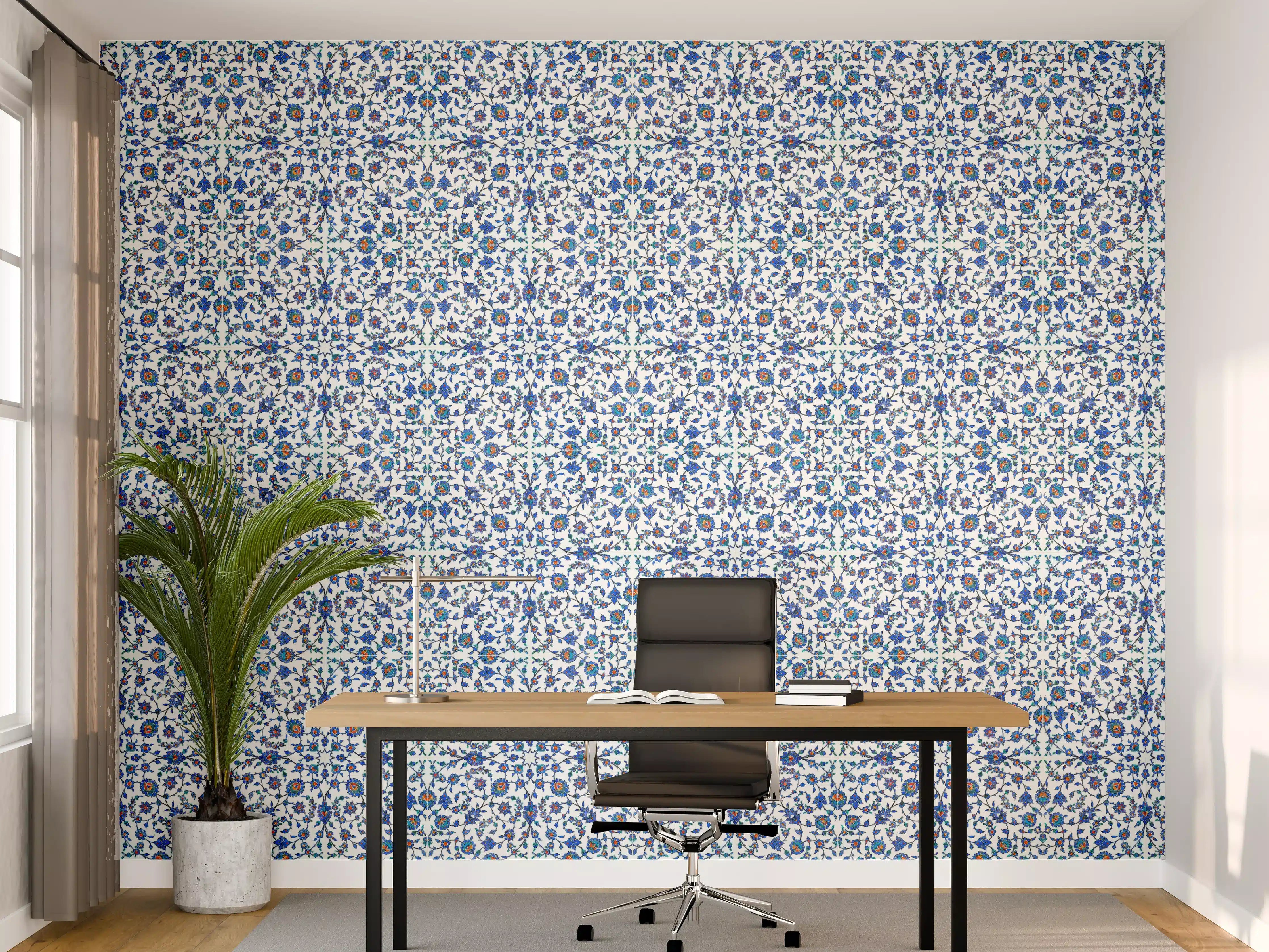 Büro Wandgestaltung - Abstrakte Struktur Blau-Grau