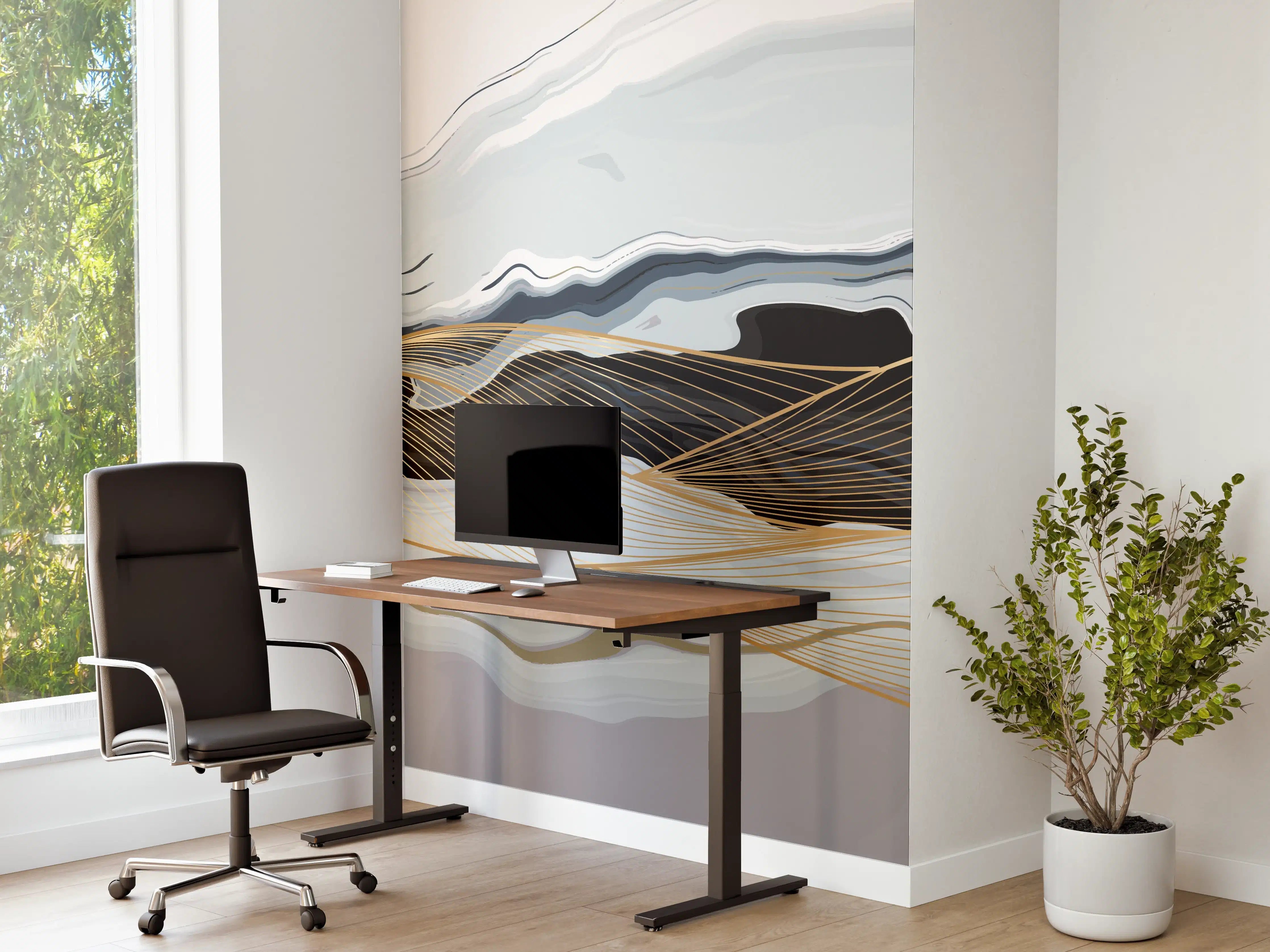 Büro Wandgestaltung - Abstrakte Strukturlinien Kunst