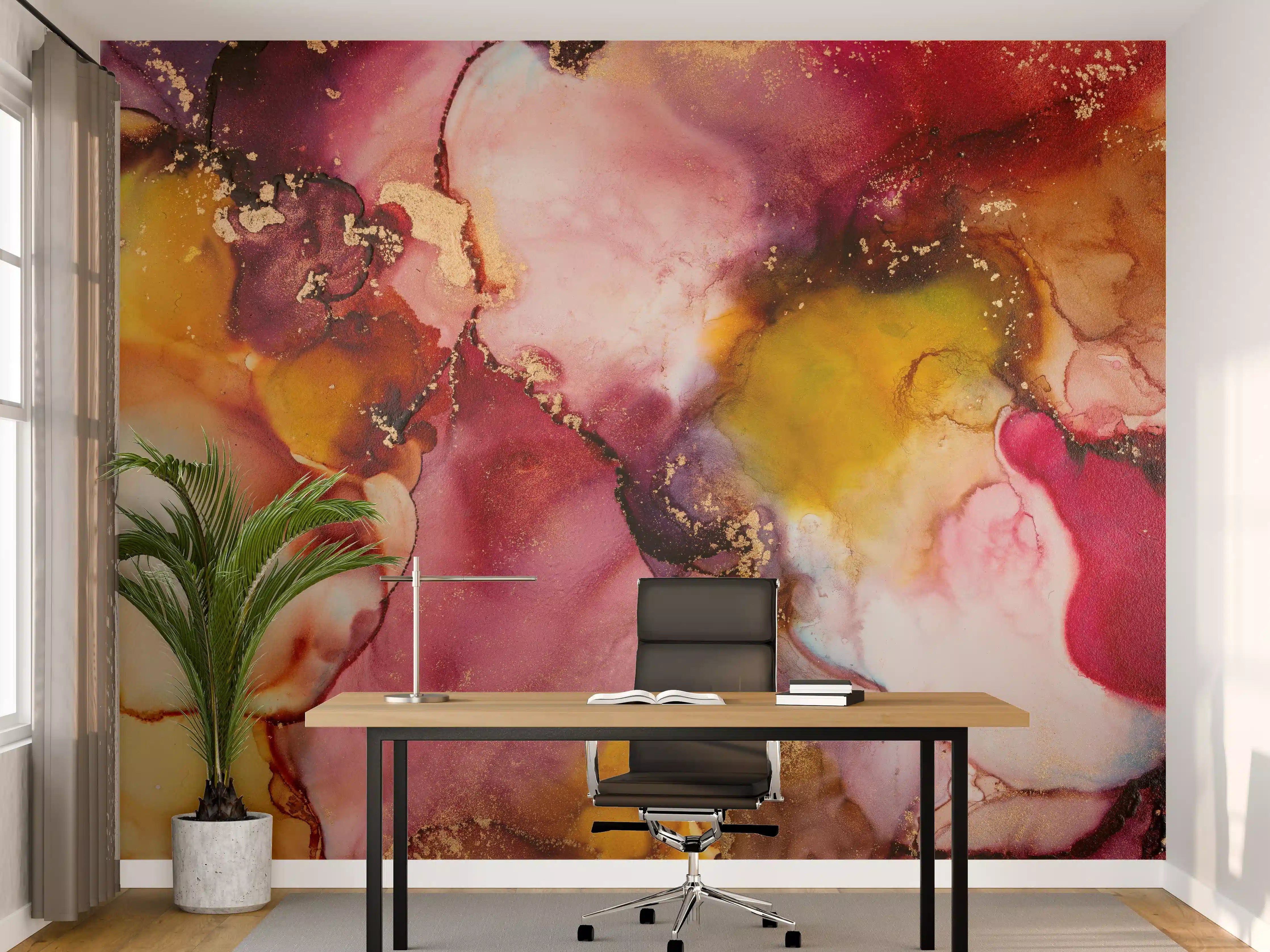 Büro Wandgestaltung - Abstrakte Tintentextur - Flüssigkunst