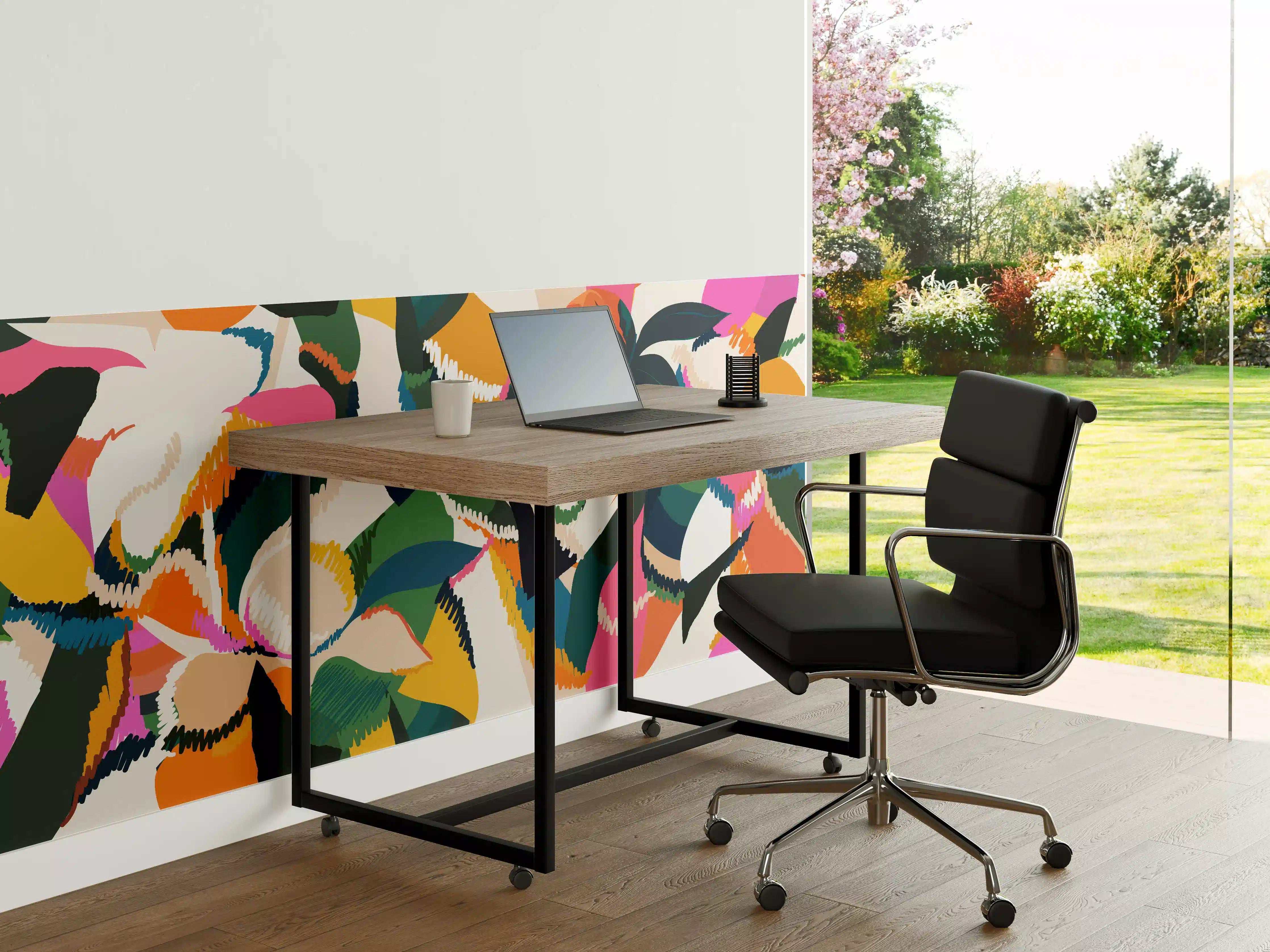 Büro Wandgestaltung - Abstrakte Tropische Blumen Pink-Orange