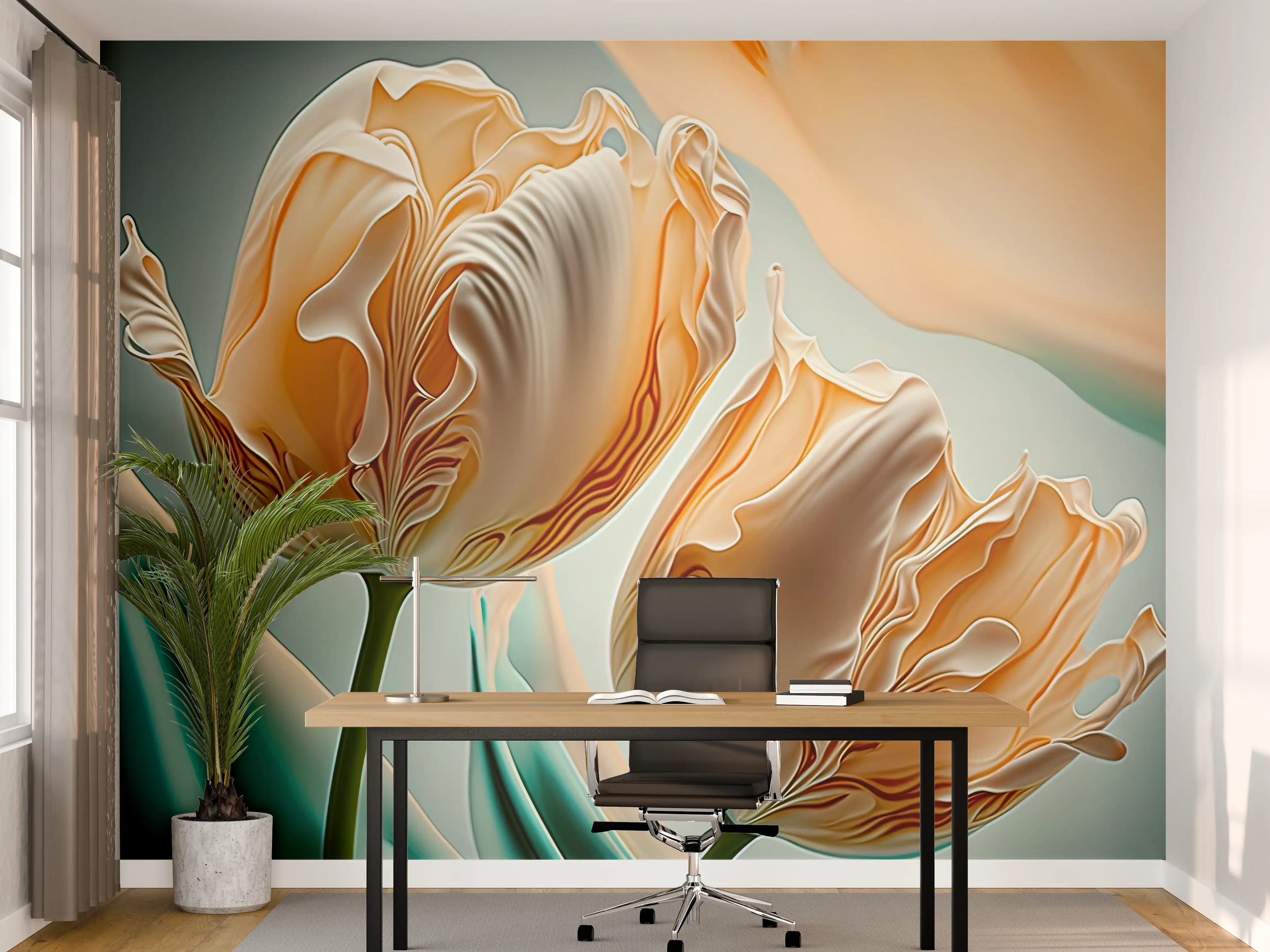 Büro Wandgestaltung - Abstrakte Tulpen Kunstwerk