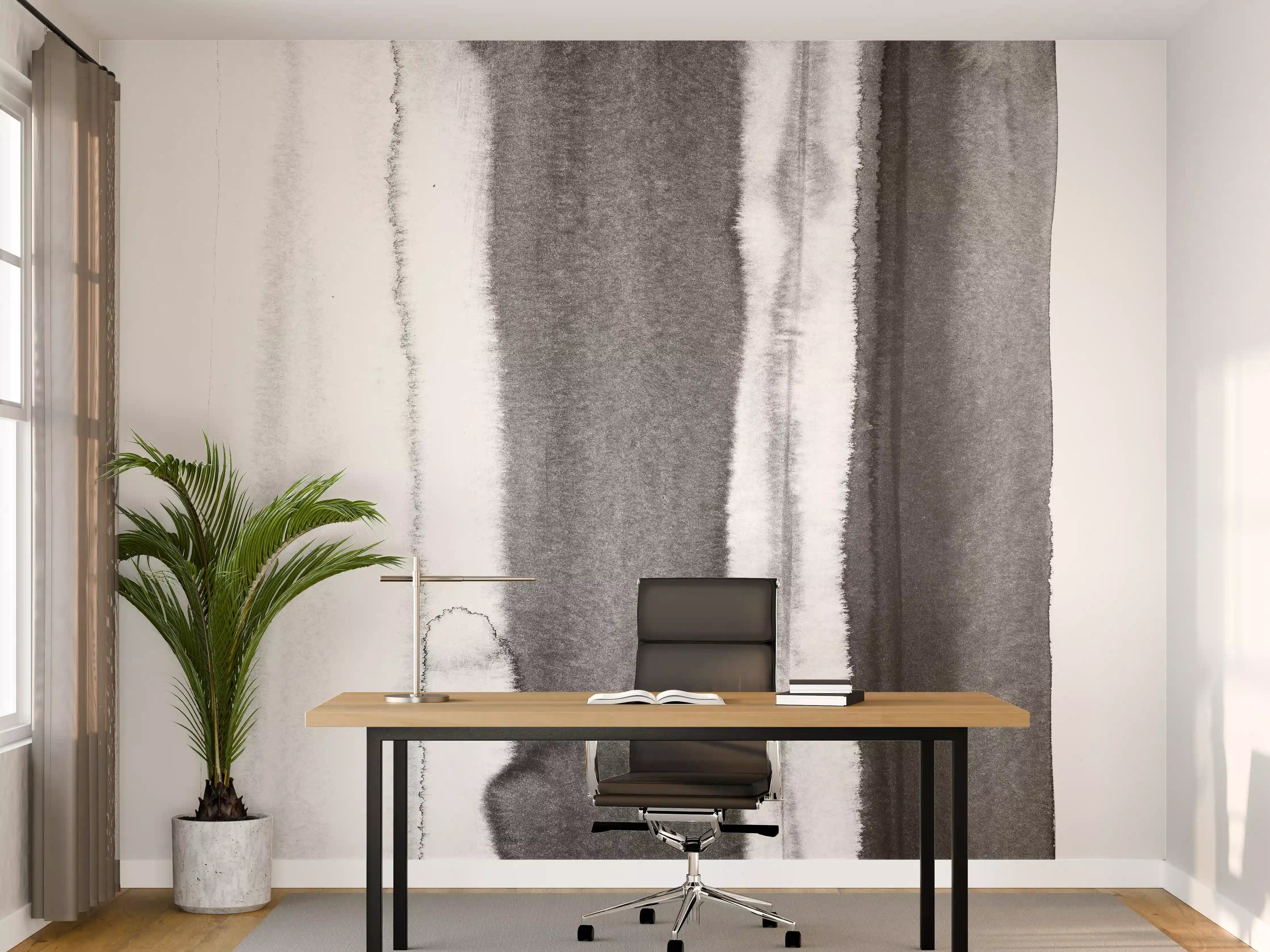 Büro Wandgestaltung - Abstrakte Weiß-Schwarz-Aquarelltextur